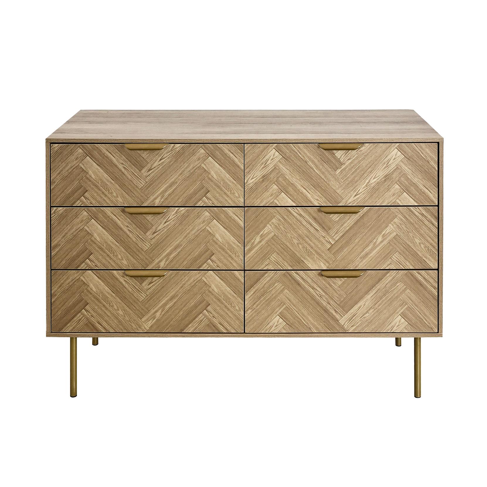 OHS Chevron Storage Unit Chest Engineered Wood 6 Drawer Cabinet Sideboard
