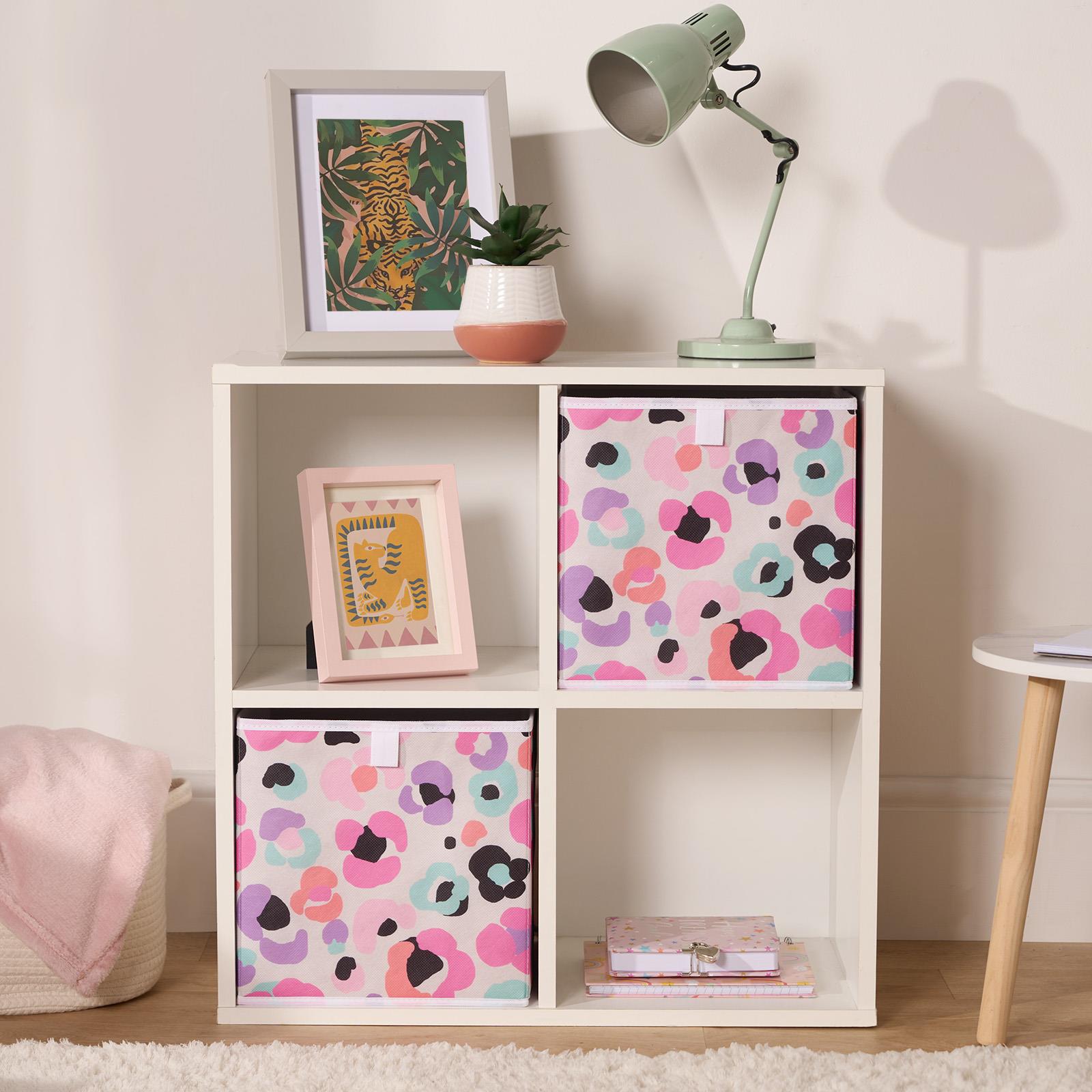 OHS Storage Cube Boxes Animal Print 2/4 Pack Folding Shoe Organiser Tidy Set