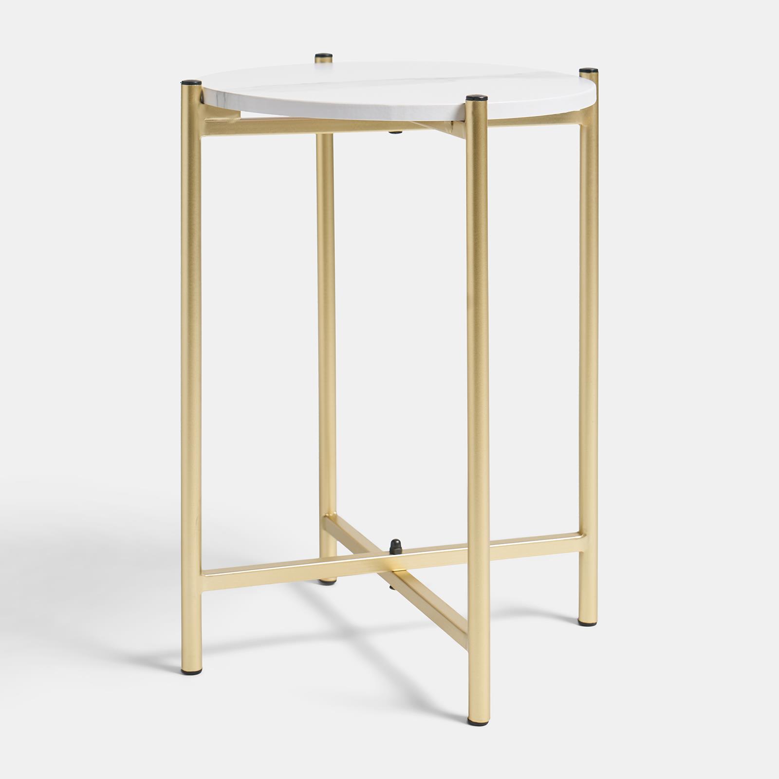 OHS Round Side Table Coffee End Tables with Metal Frame Decorative Nightstand