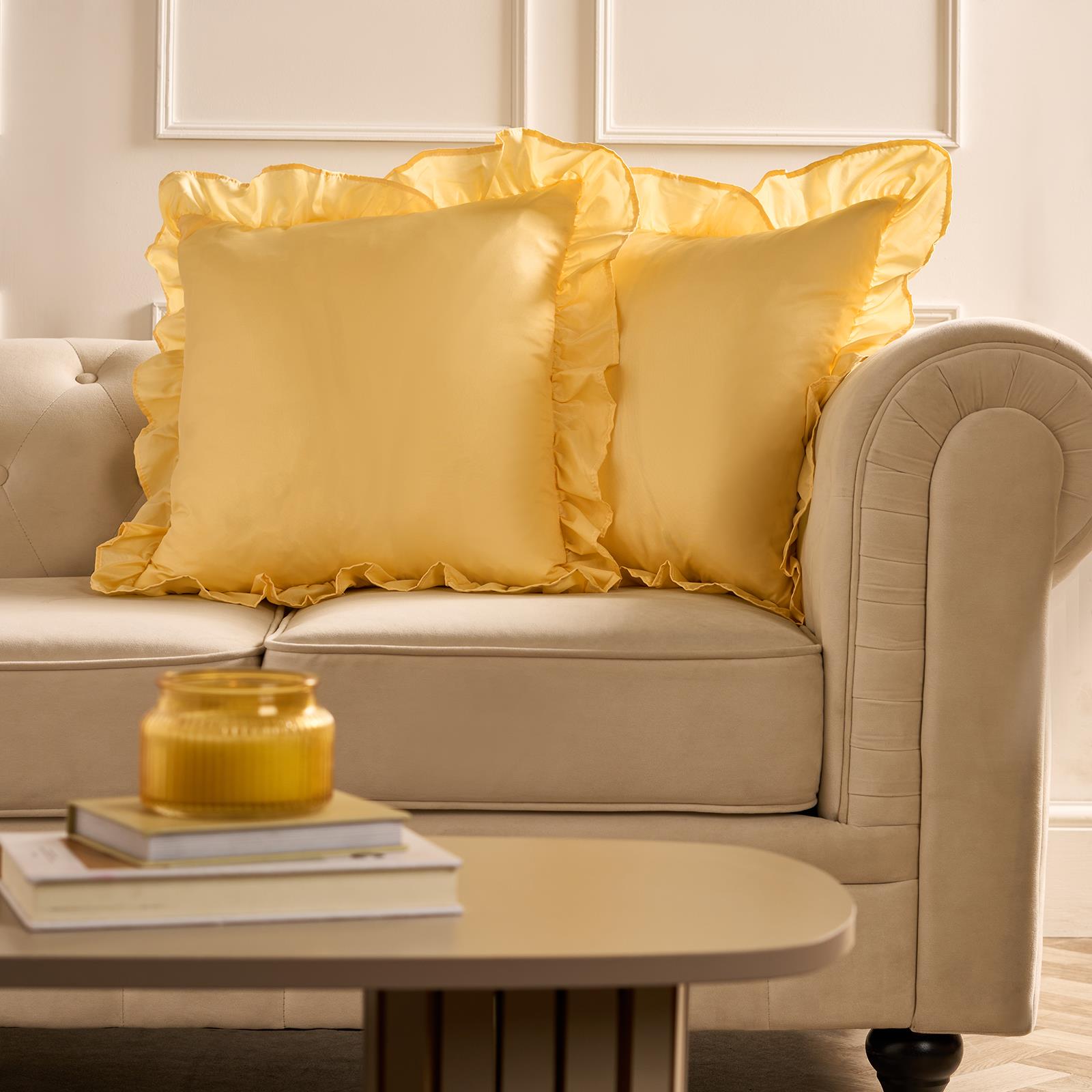 OHS Frill Cushion Covers Faux Linen Soft Square Pillowcases Home Decor Multipack