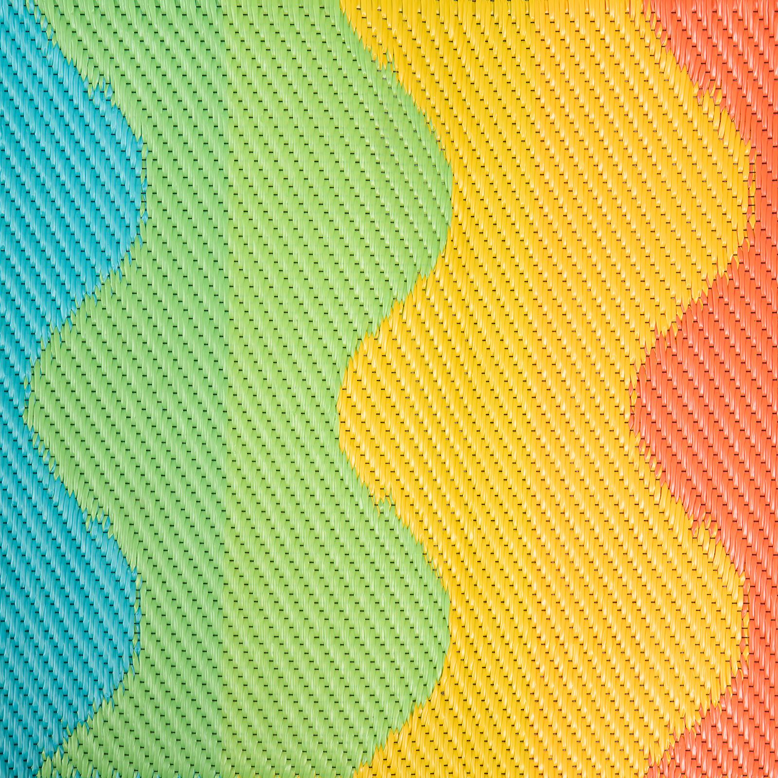 OHS Garden Rug Waved Lines Print Outdoor Waterproof Area Mat Patio Decor