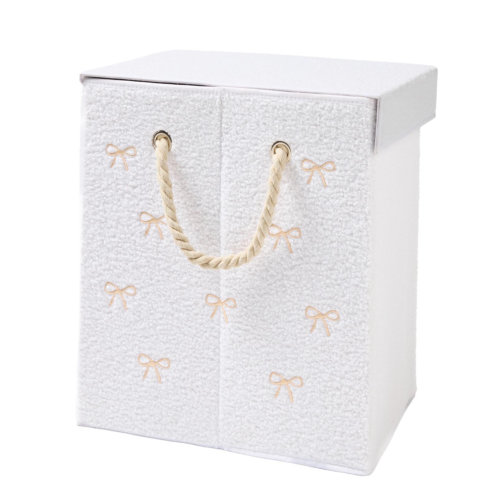 OHS Boucle Laundry Basket Foldable Clothing Hamper Washing Storage Bin