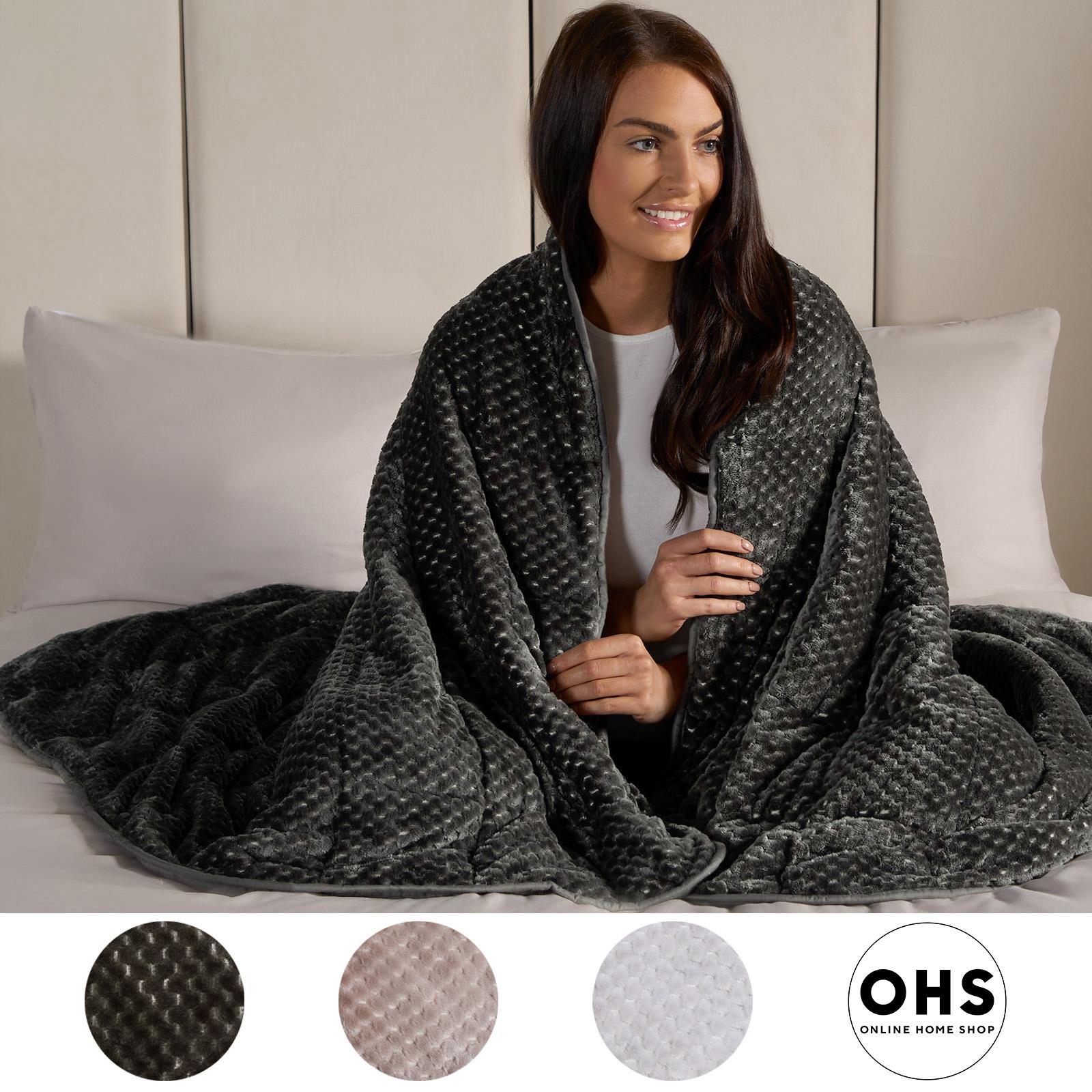 OHS Waffle Fleece Weighted Blanket Sleep Therapy Anxiety Super Soft Bed Throw
