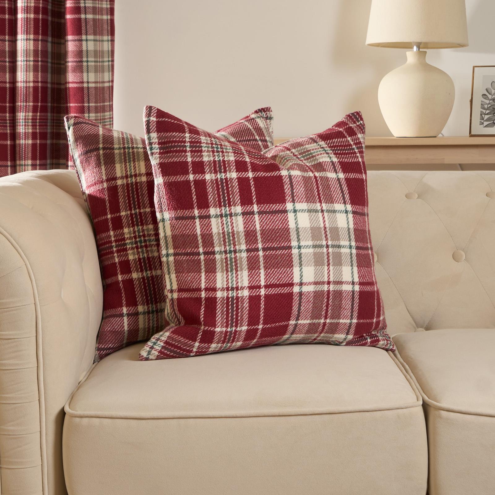 Woven Check Cushion Covers Tartan Pack of 2/4 Filled Case Pad Set 18