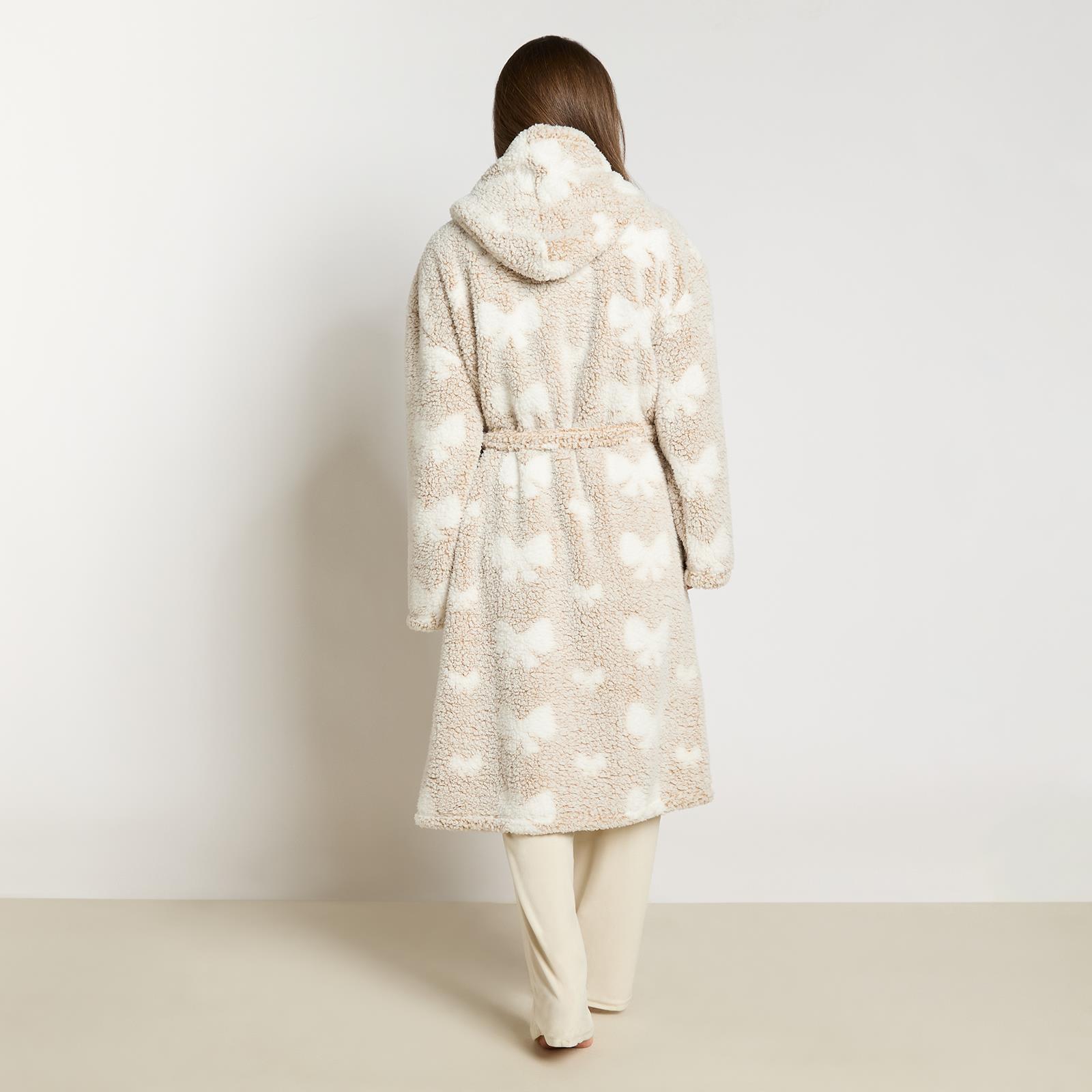 OHS Teddy Marl Dressing Gown Prints Ladies Warm Womens Loungewear Bathrobe