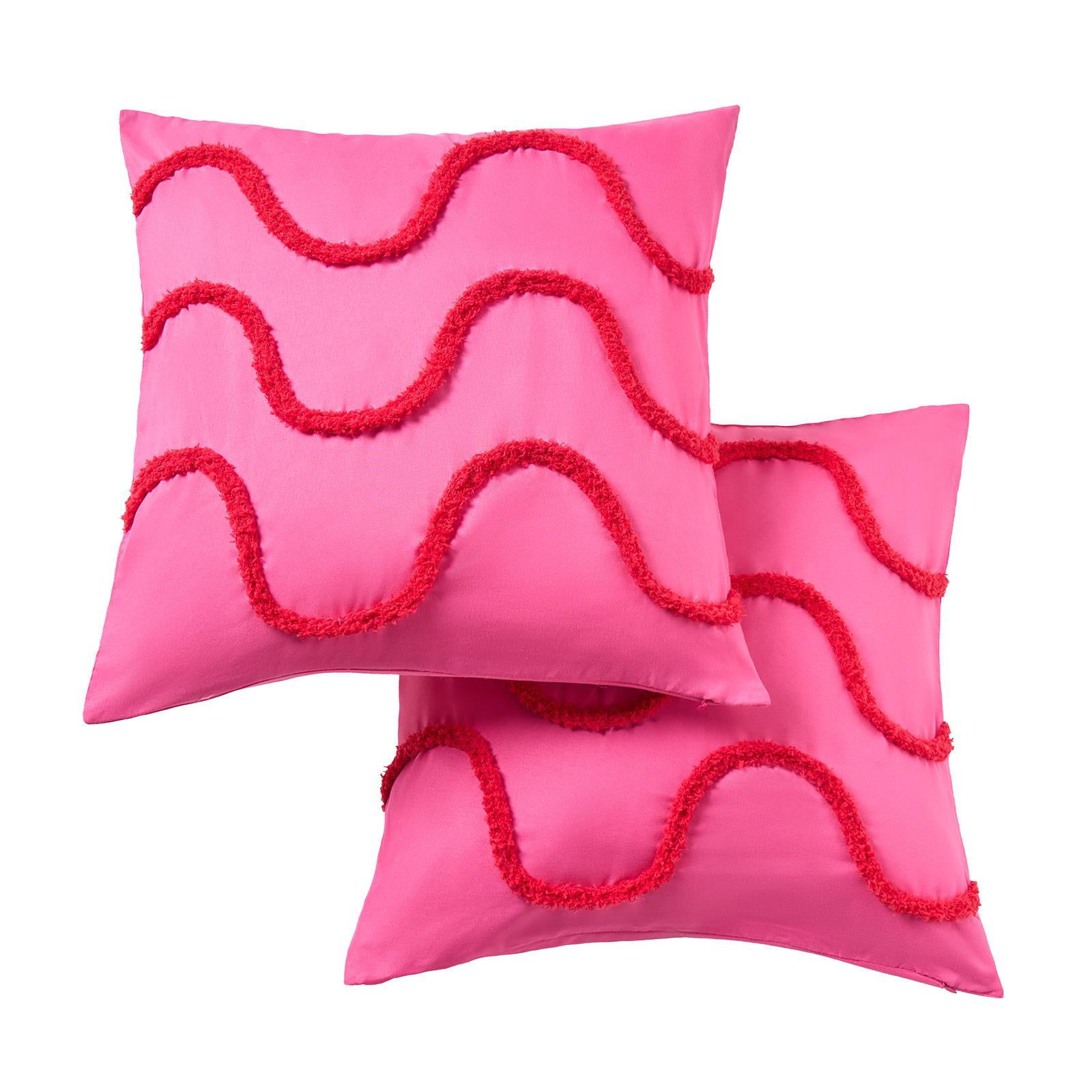 OHS Tufted Waves Cushion Covers 2 Pack Decorative Square Pillowcases
