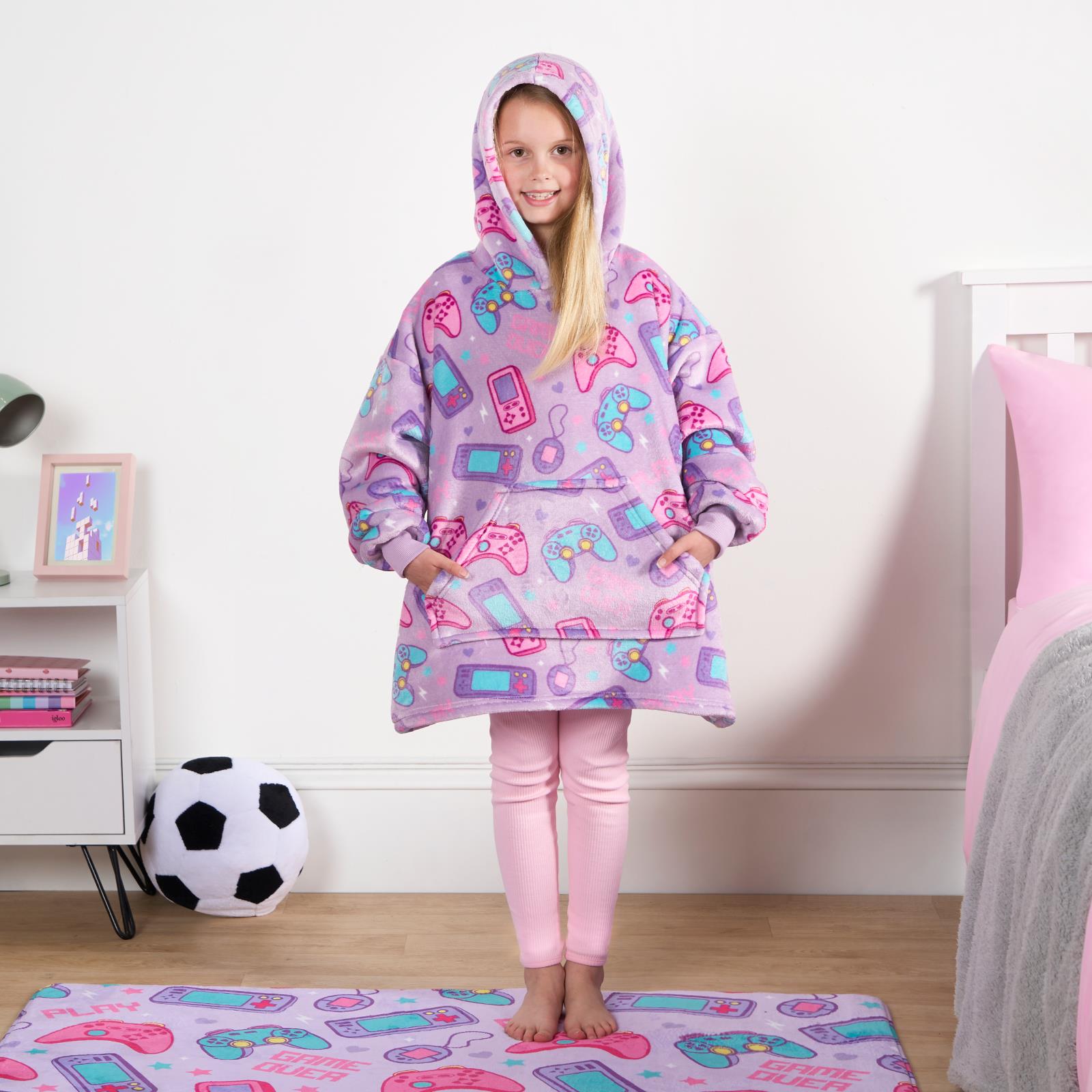 Kids Hoodie Blanket Oversized Sherpa Fleece Jumper Sweatshirt Soft Warm Throw - Picture 55 of 169
