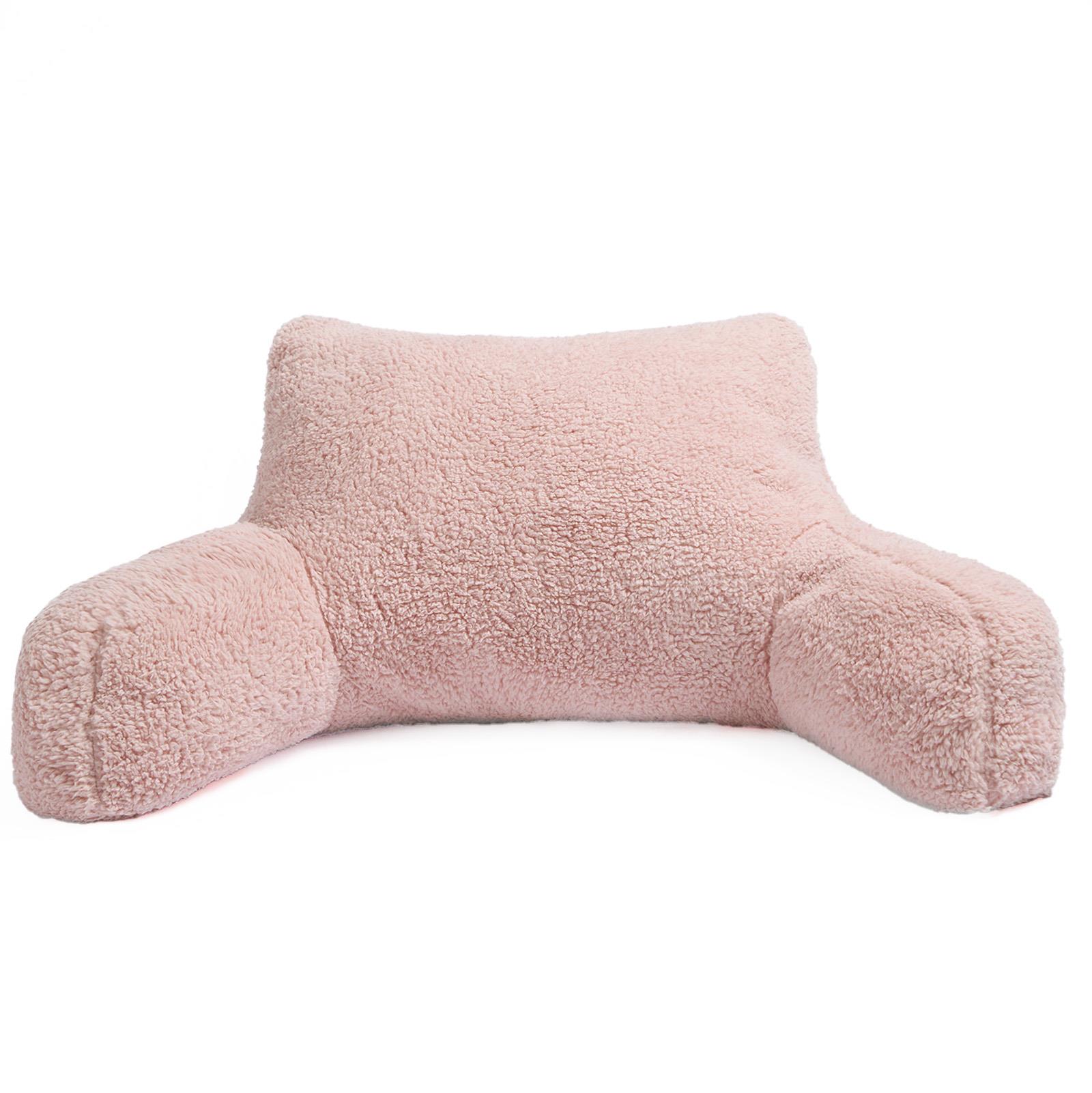 Teddy Fleece Bed Reading Cushion Pillow with Arms Lumbar Chair Back Rest Support - Picture 17 of 59