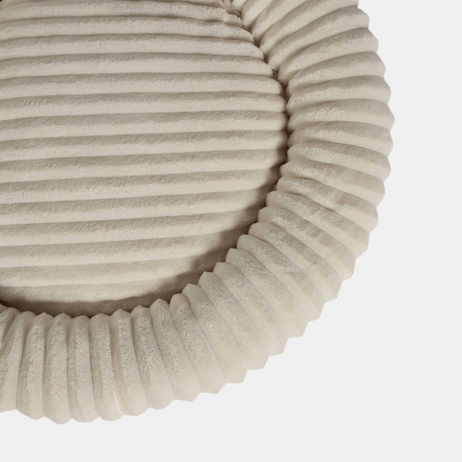 OHS Ribbed Pet Bed Soft Fleece Round Calming Anti Anxiety Cushion for Dog Cat