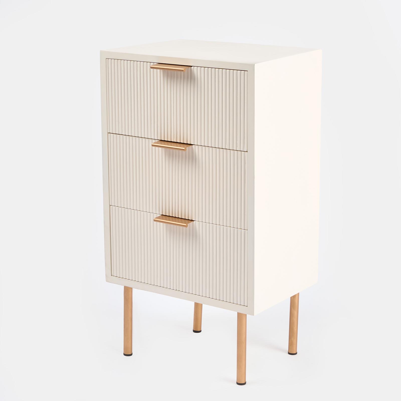 Ribbed Bedside Table Modern Bedroom 3/4 Draw Office Nightstand Living Room Unit - Picture 15 of 71