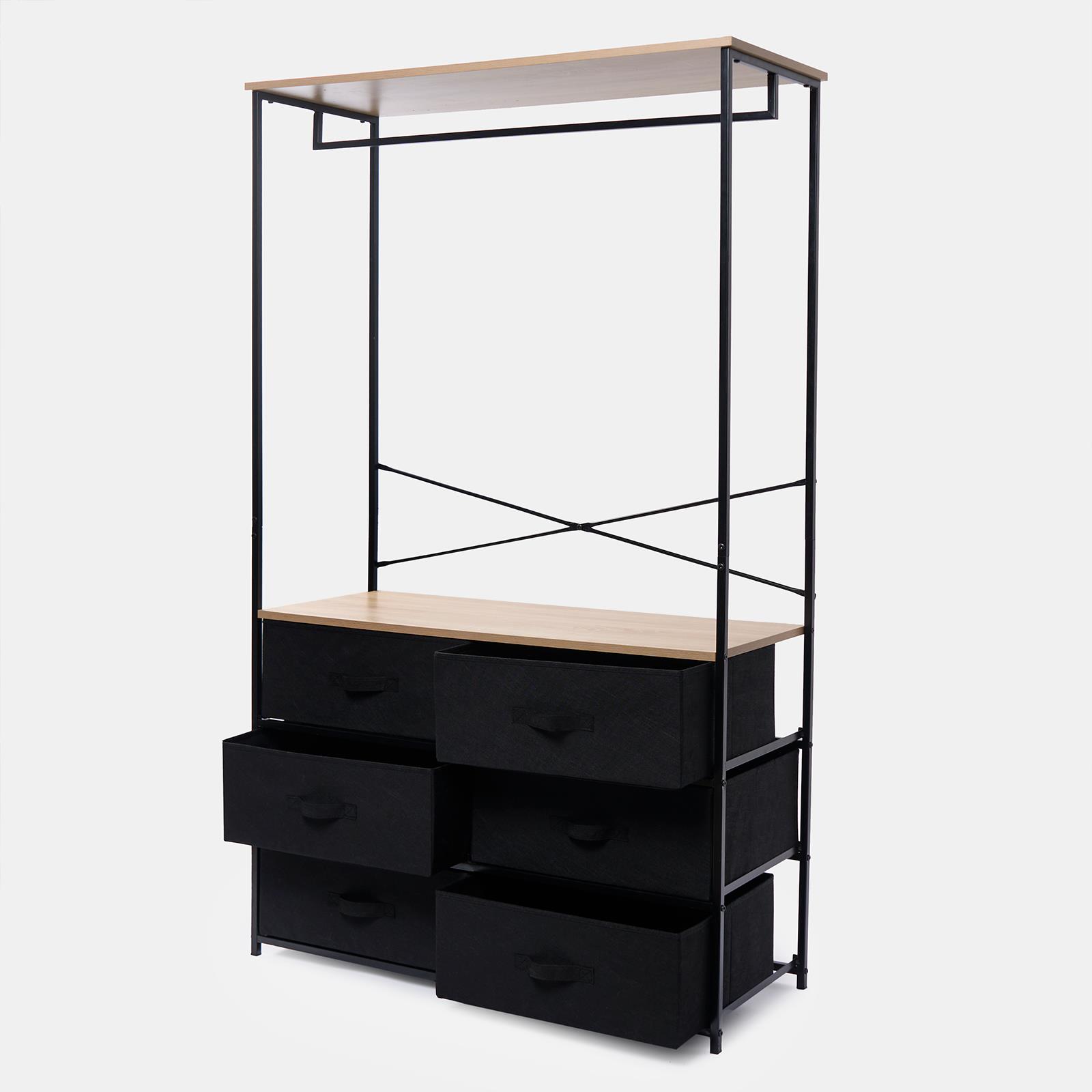 Cabinet Rail Wardrobe Open Home 6 Drawer Coat Hanger Storage Clothes Organiser