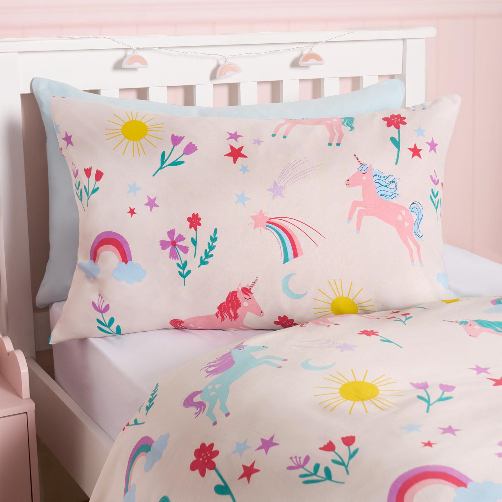 Unicorn Quilt Cover Duvet Pillowcase Magic Rainbow Bedding Set Junior Single