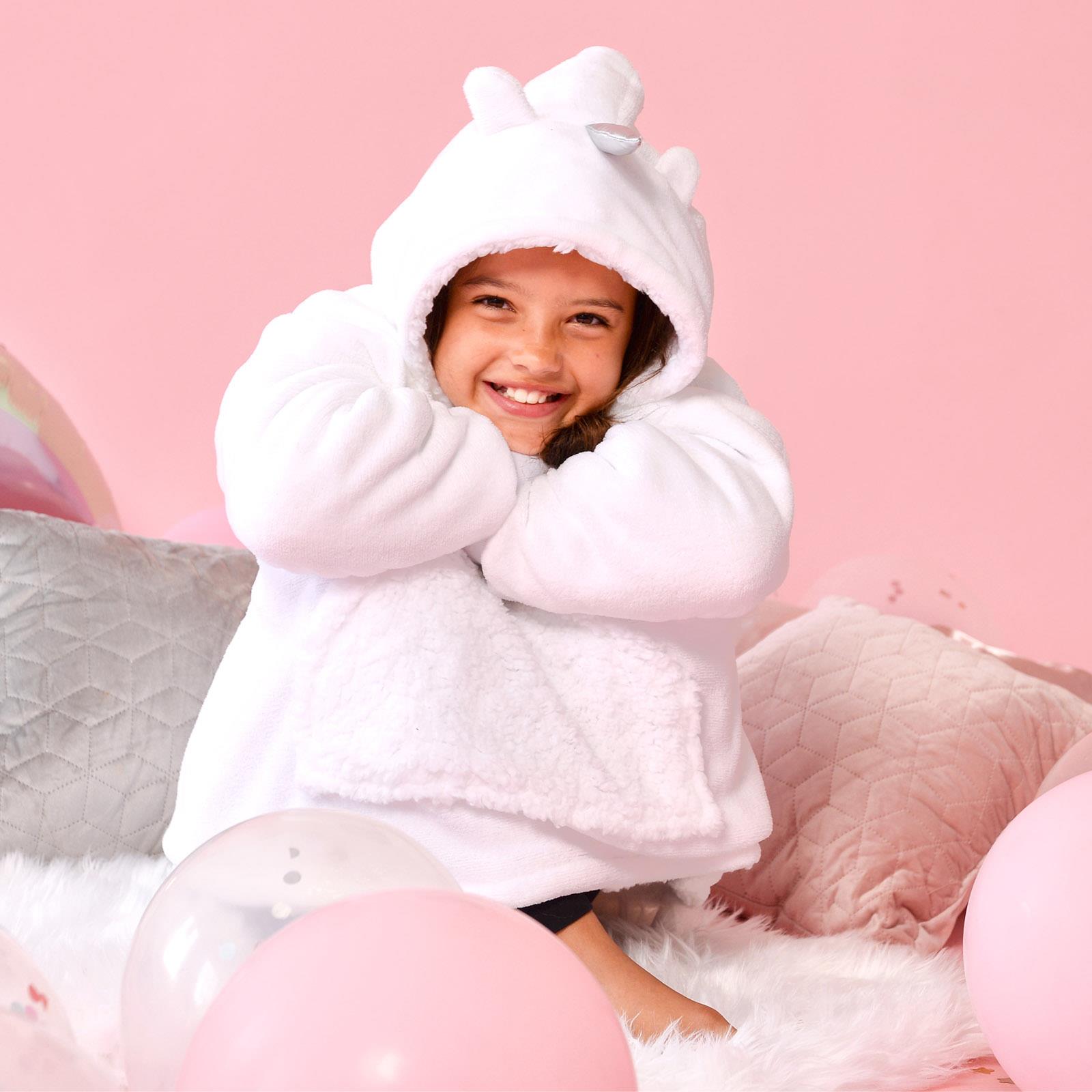 Kids Hoodie Blanket Oversized Sherpa Fleece Jumper Sweatshirt Soft Warm Throw - Picture 166 of 169
