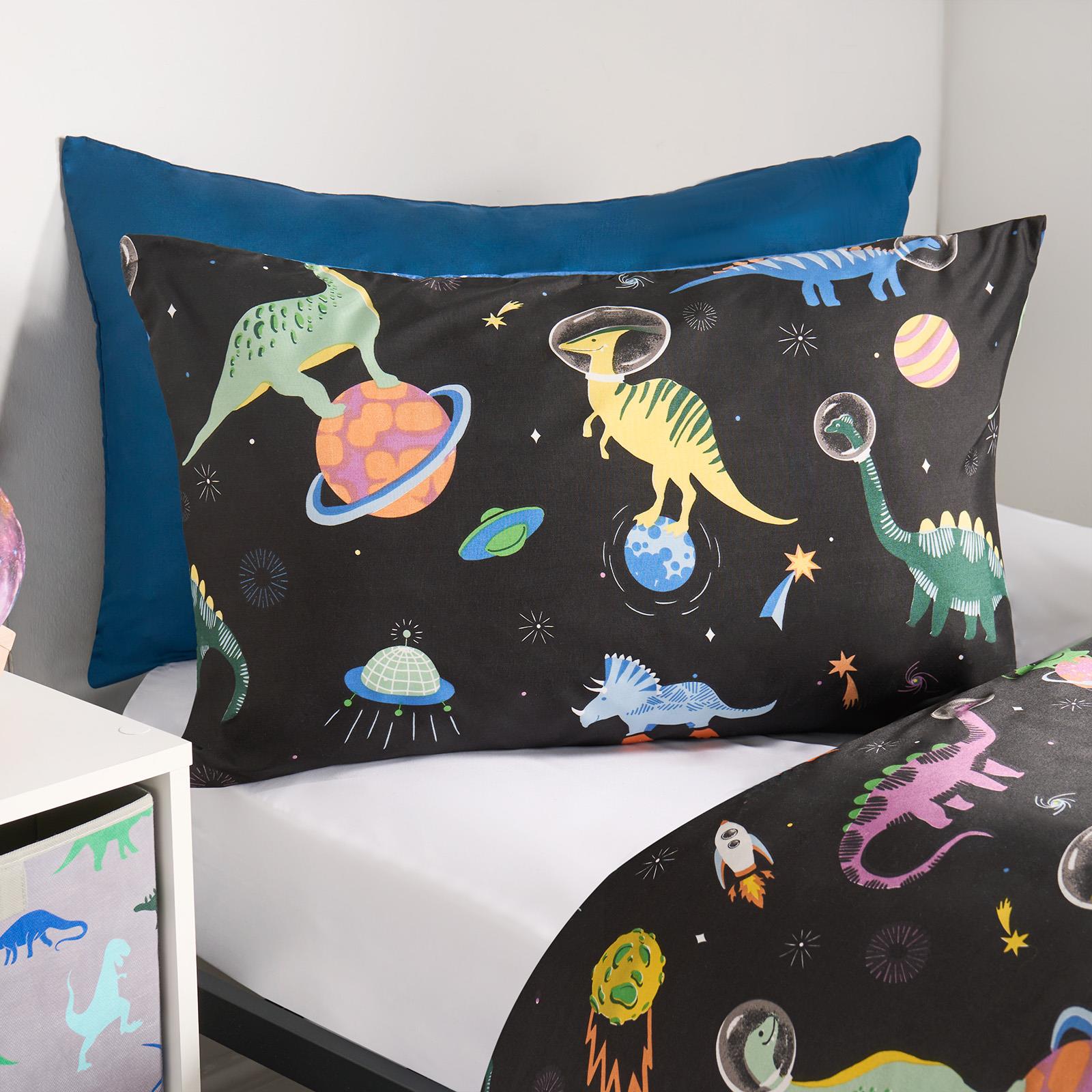 Space Duvet Cover Bedding Set Kids Pillowcases Dinosaur Soft Reversible Quilt