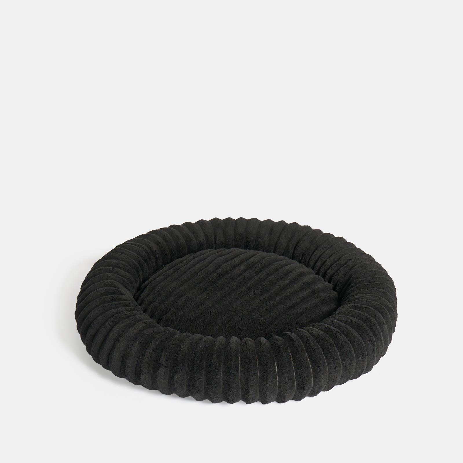 OHS Ribbed Pet Bed Soft Fleece Round Calming Anti Anxiety Cushion for Dog Cat