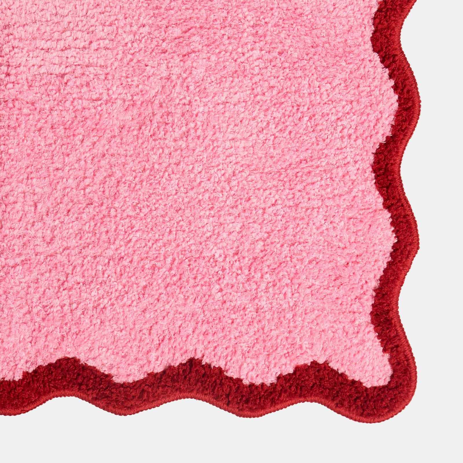 OHS Scallop Bath Mat Novelty Contrast Edge Soft Non Slip Bathroom Shower Rug
