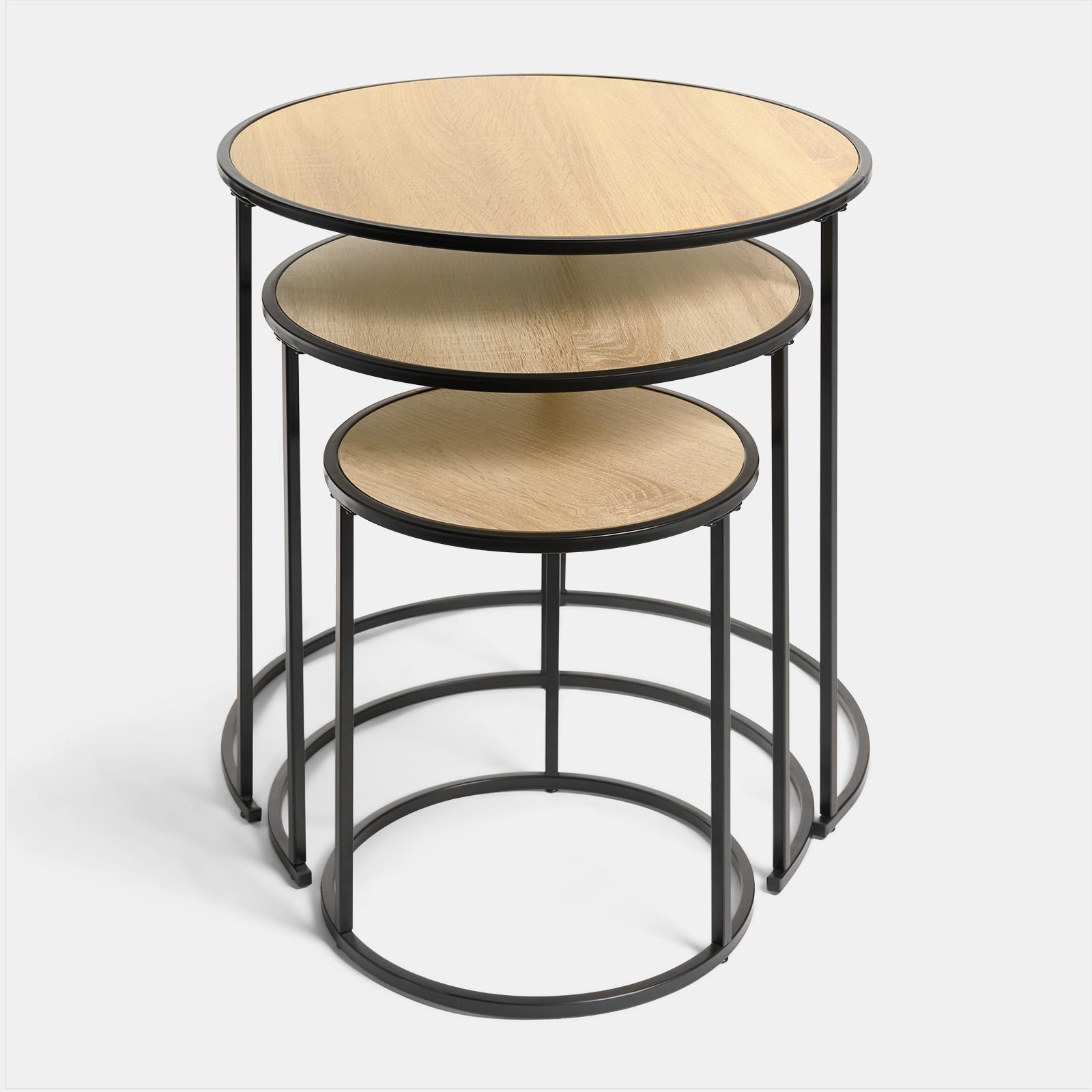 OHS Manhattan Nesting Table Stacking Coffee Side Wooden Effect Tables Set of 2/3