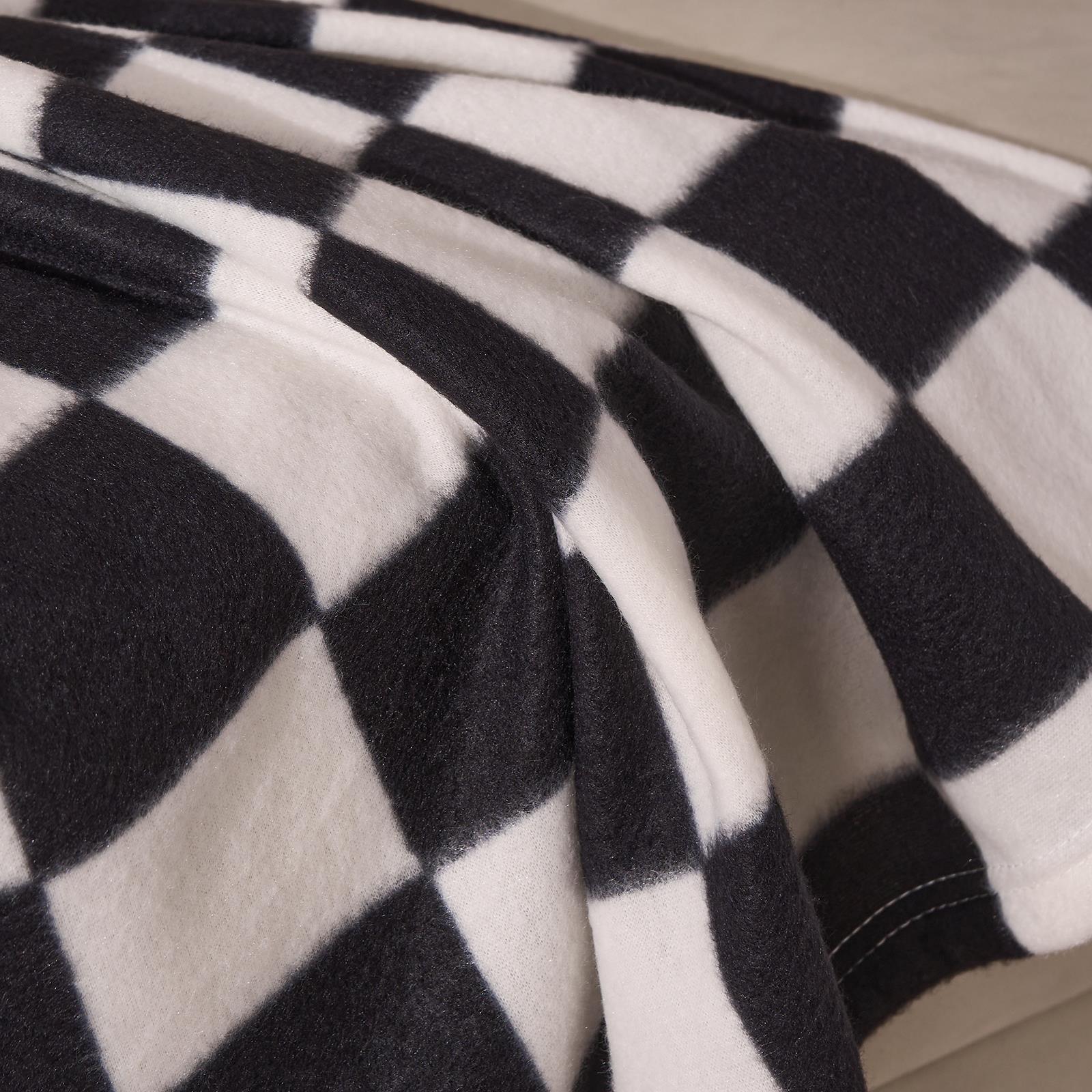 OHS Checkerboard Throw Soft Blanket Polar Fleece Lightweight Bedspread
