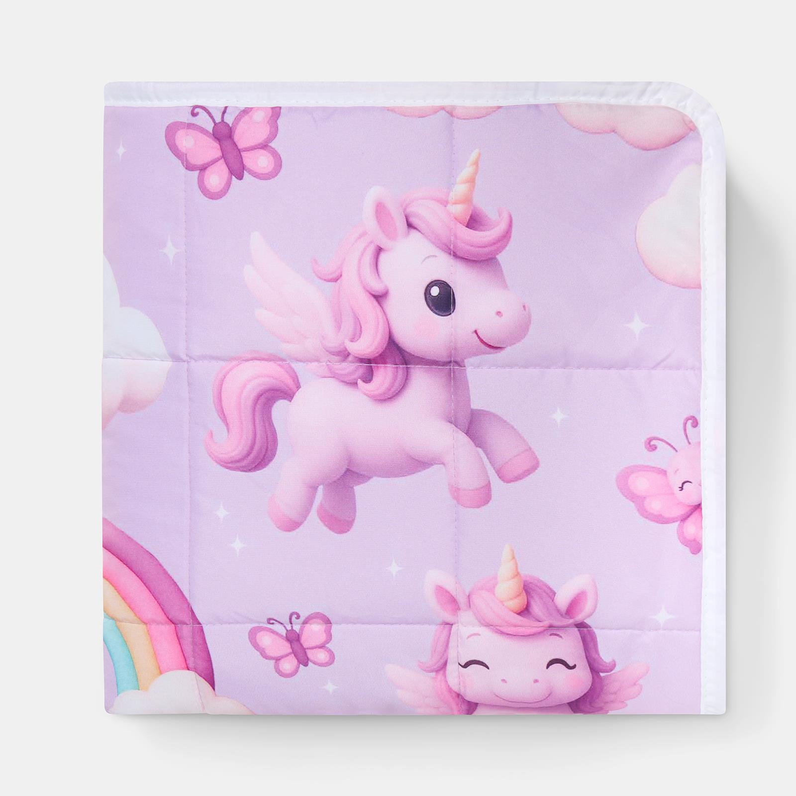 OHS Unicorn Weighted Blanket Kids 3kg Quilted Throw Sensory Sleep Therapy