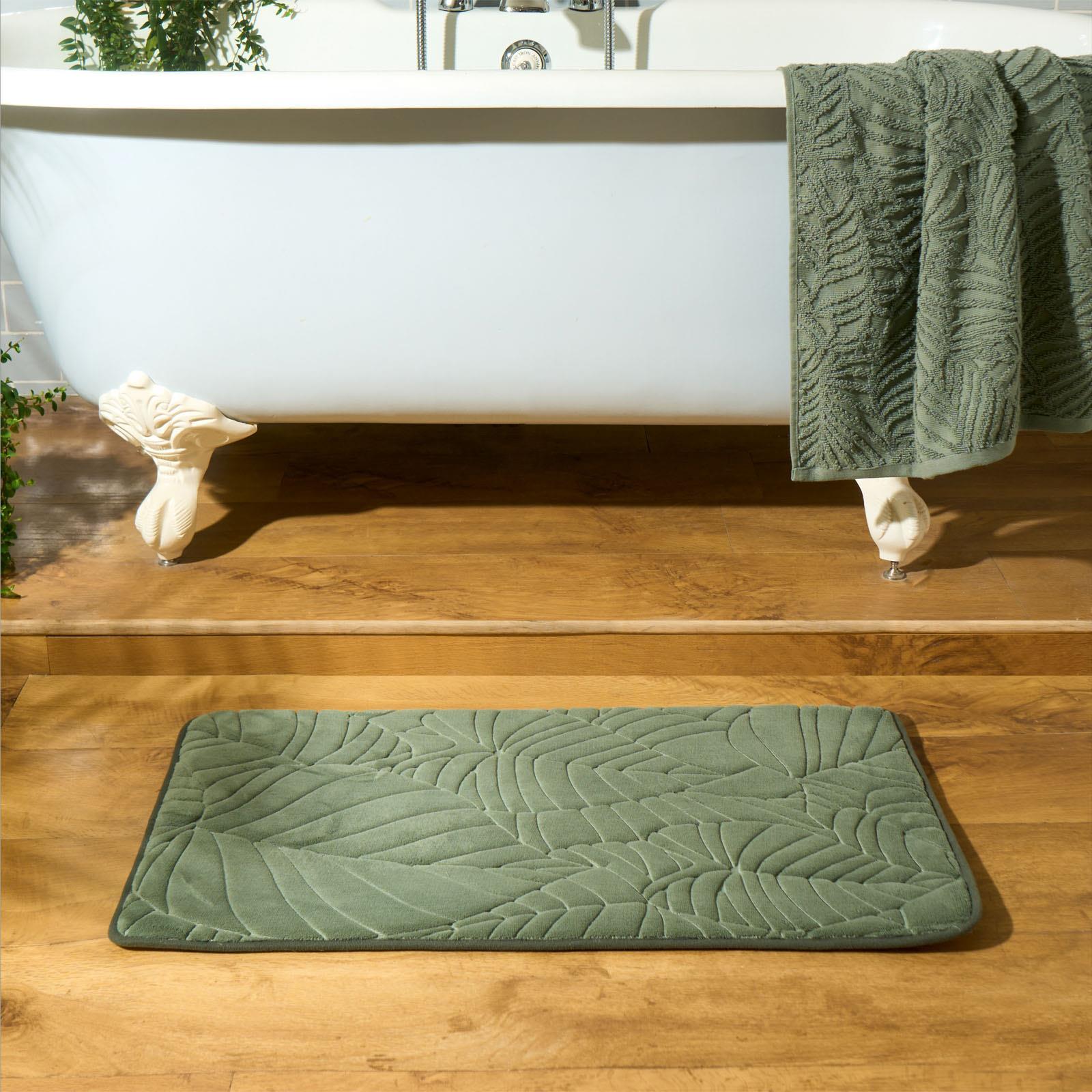 Leaf Bath Mat Bathroom Shower Non-Slip Toilet Memory Foam Thick Absorbent Rug
