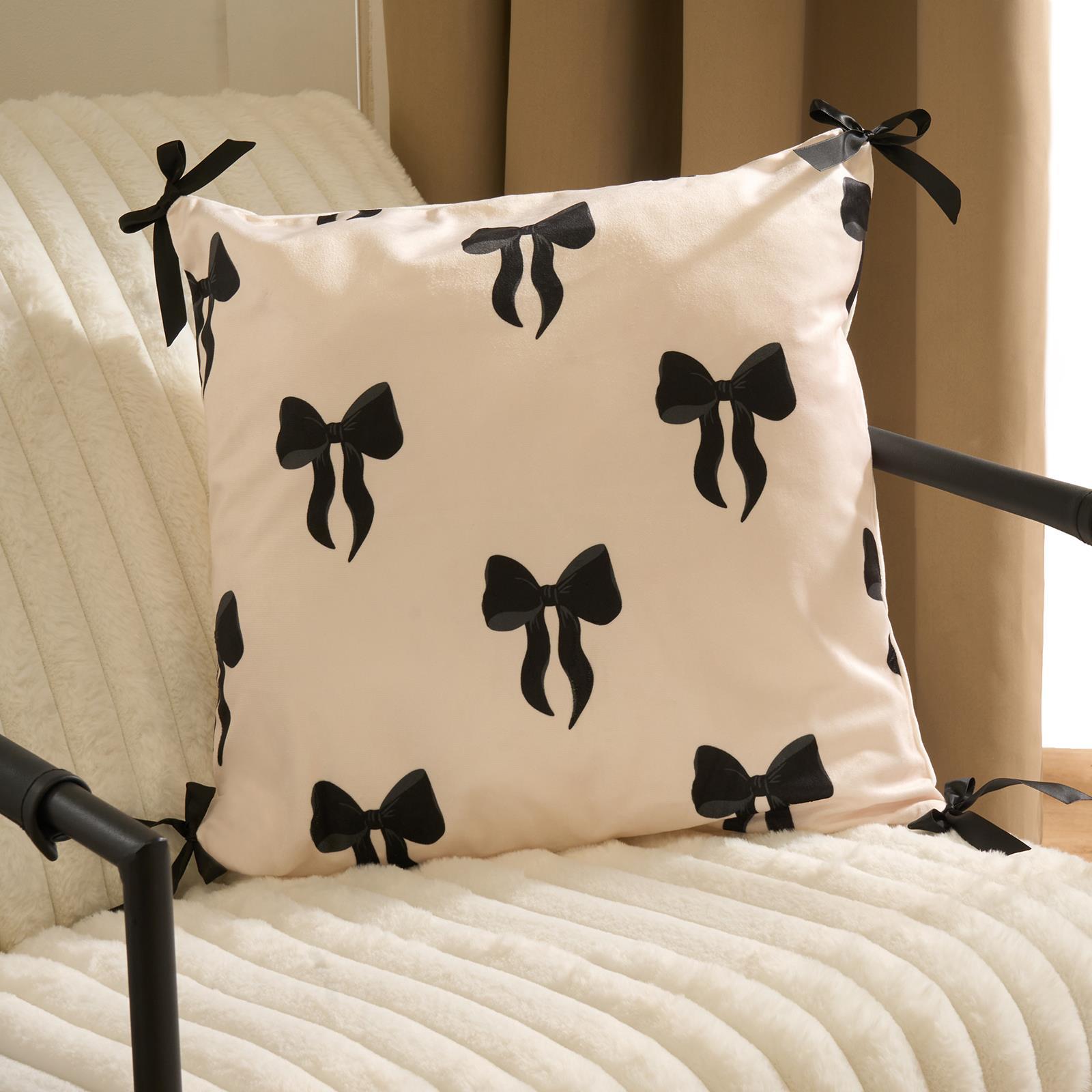 OHS Bows Cushion Covers Matte Velvet Living Room Square Pillowcases Home Decor