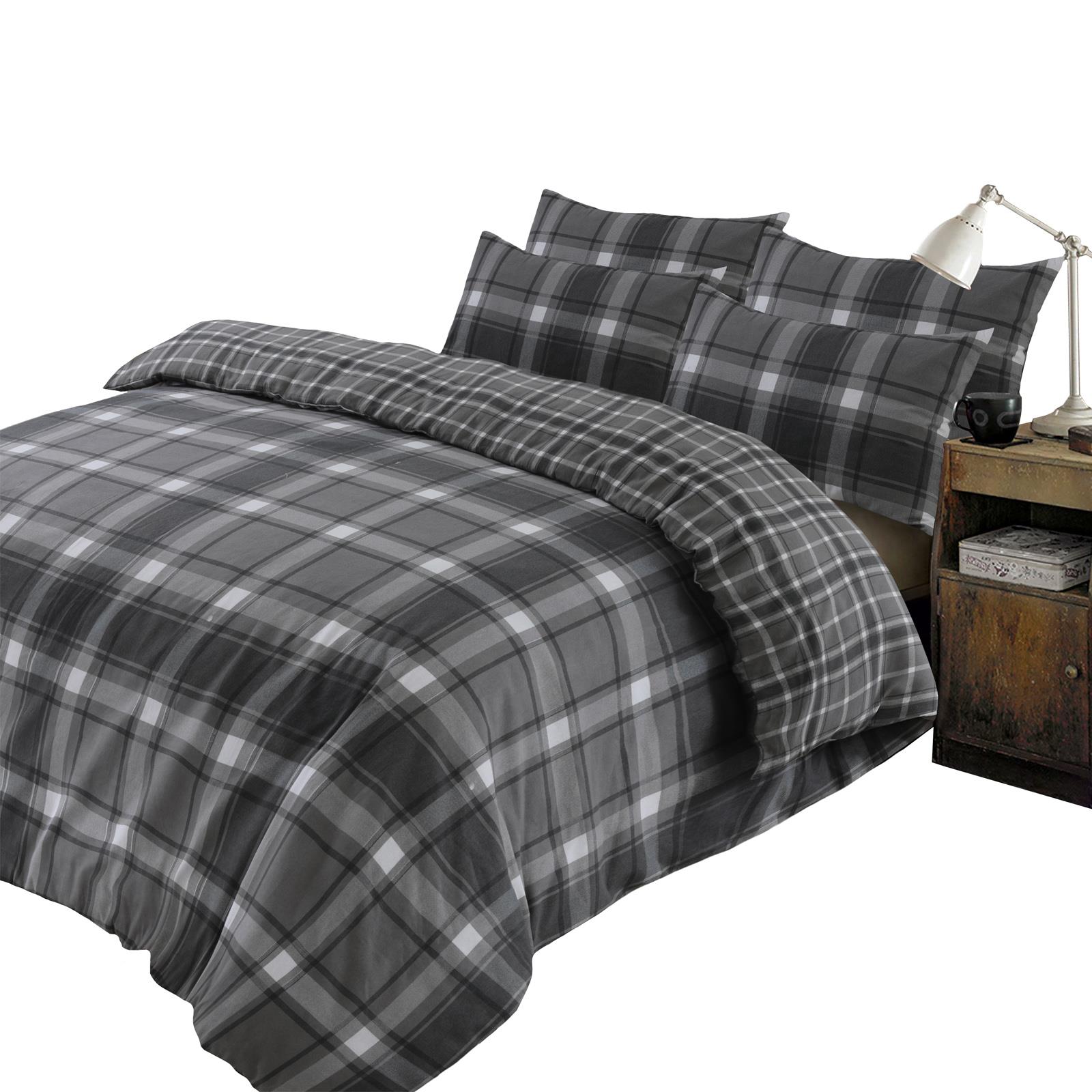 Brushed Cotton Tartan Duvet Cover with Pillowcase Set Aspen Check