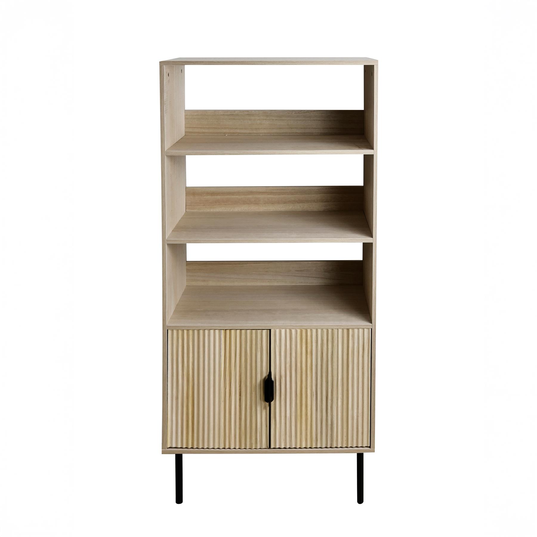 OHS Ribbed Display Cabinets 4 Tier Engineered Wood Shelf Storage Unit