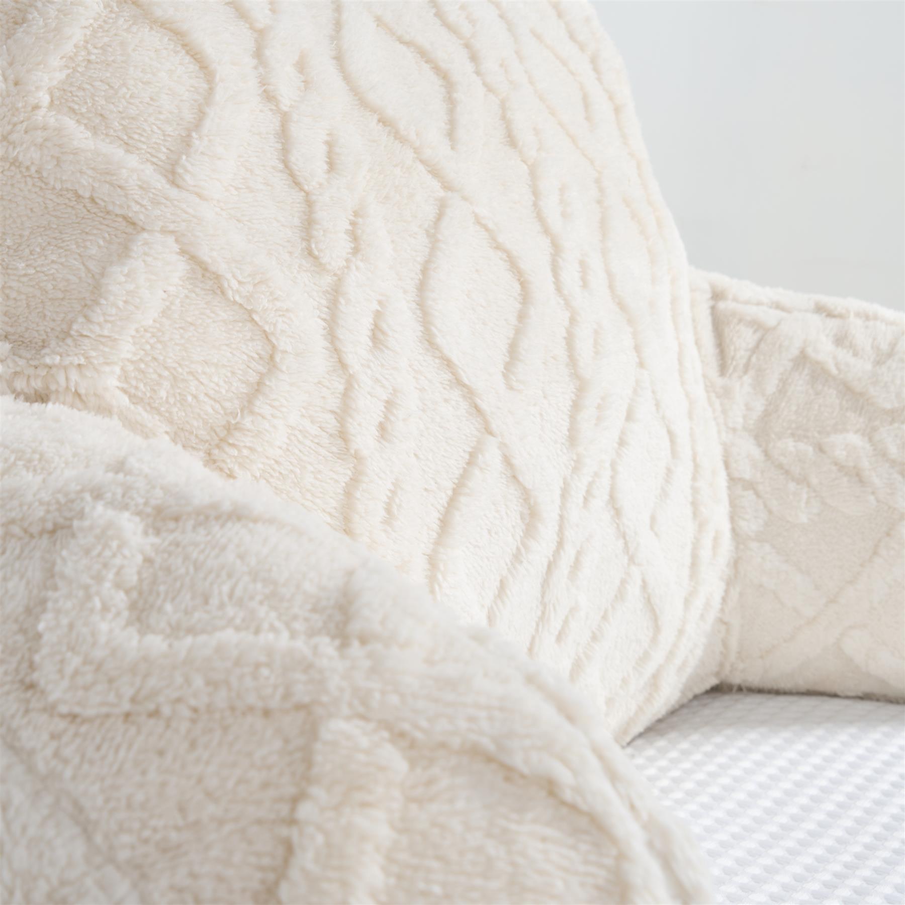 OHS Cable Knit Bolster Cuddle Cushion Fleece Back Support Filled Reading Pillow