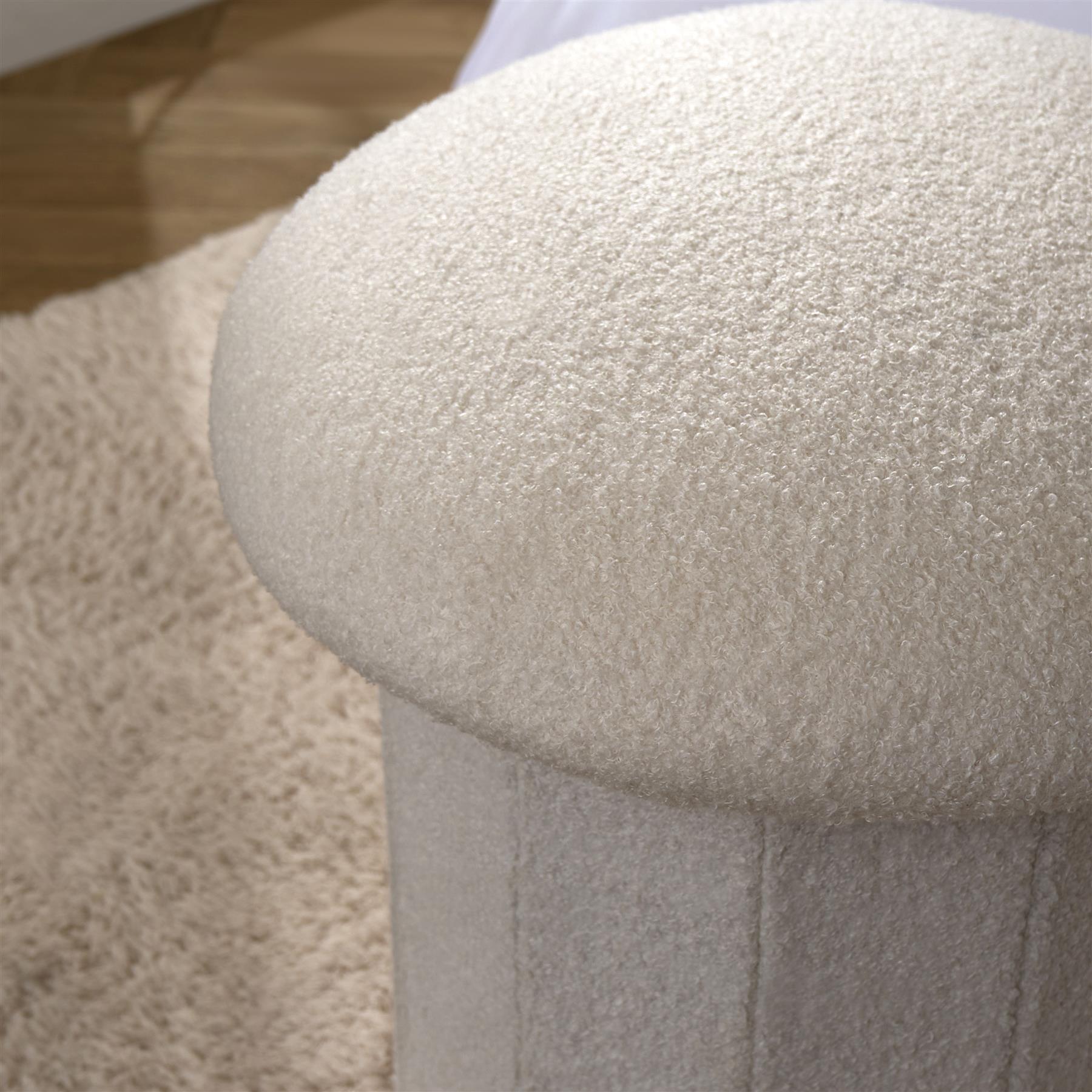 OHS Ottoman Boucle Storage Box Folding Footstool Cube Round Rectangle