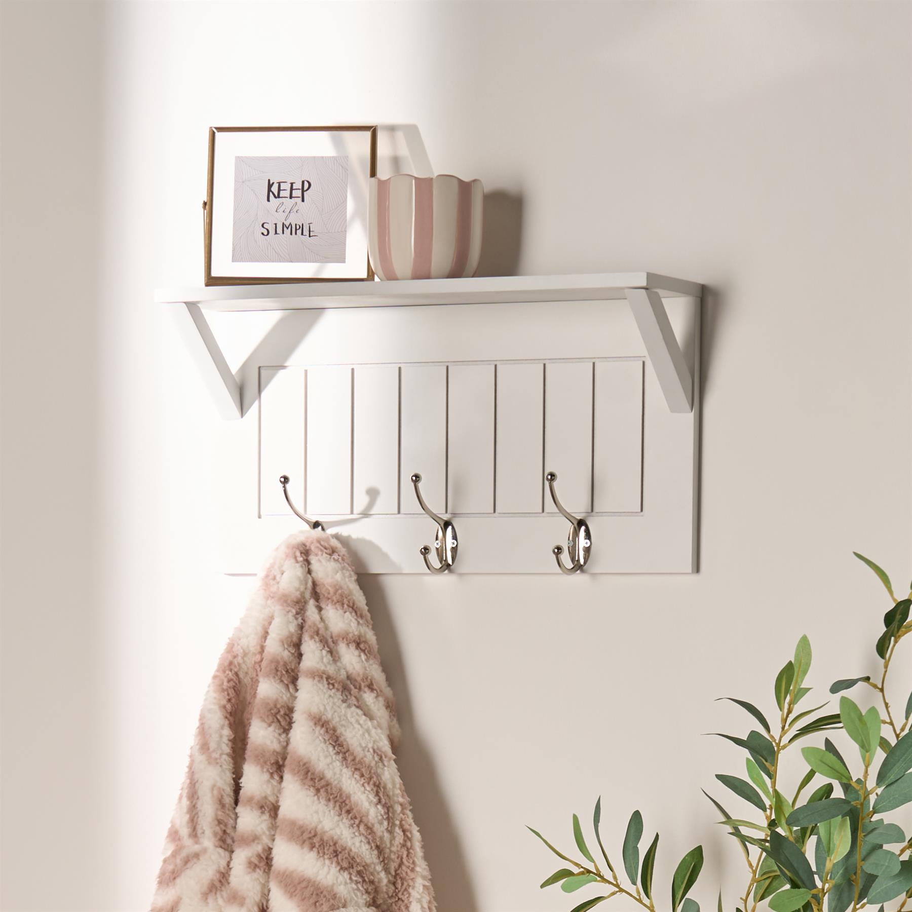 OHS Coat Rack Wall Mounted Shelf Engineered Wood Floating Display Unit