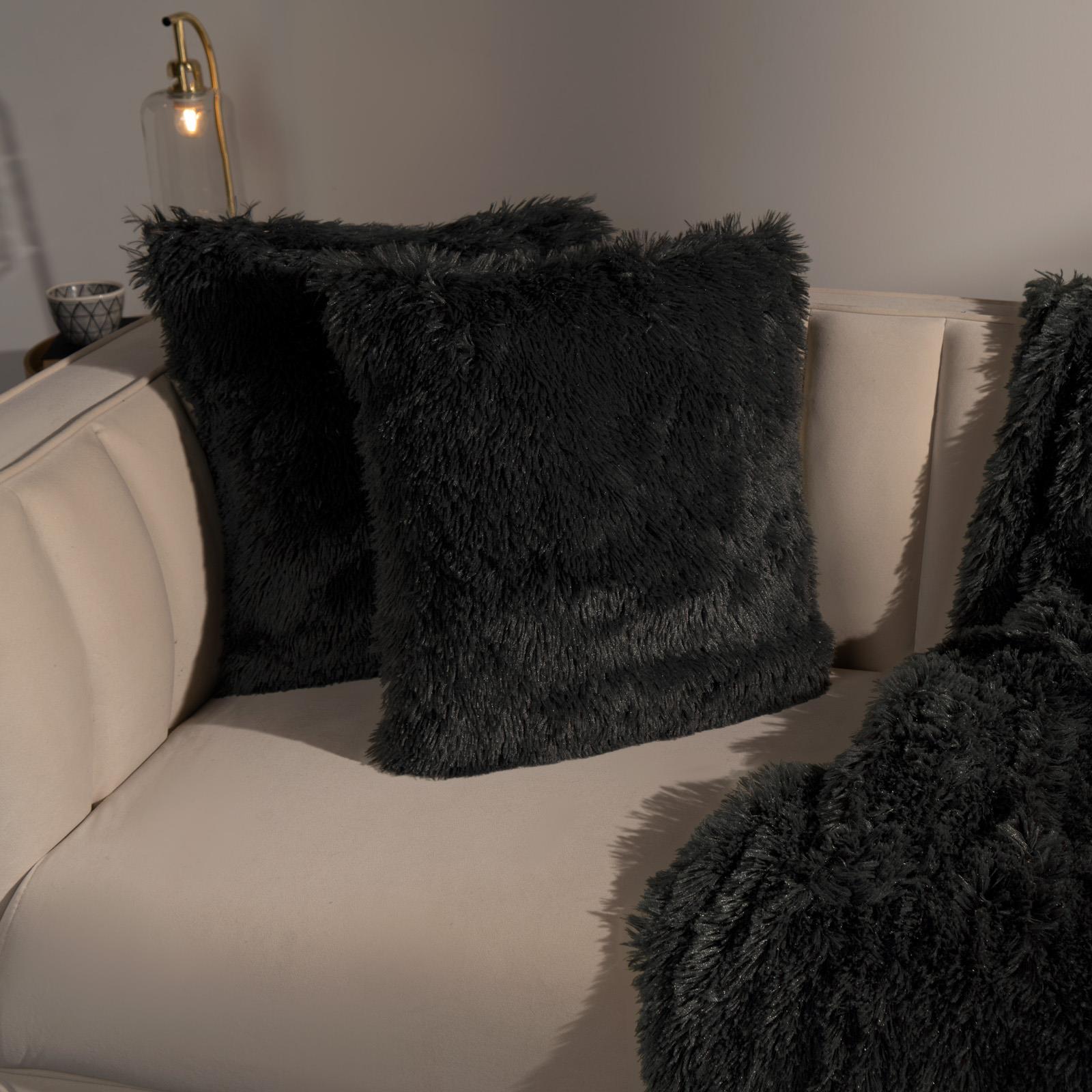 Sienna Set of 2 Fluffy Cushion Covers Shaggy Set Scatter Sofa 18