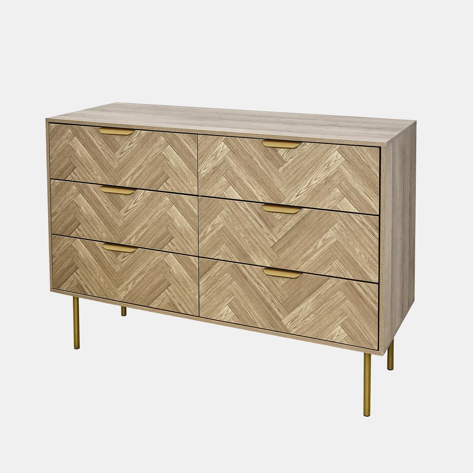 OHS Chevron Storage Unit Chest Engineered Wood 6 Drawer Cabinet Sideboard