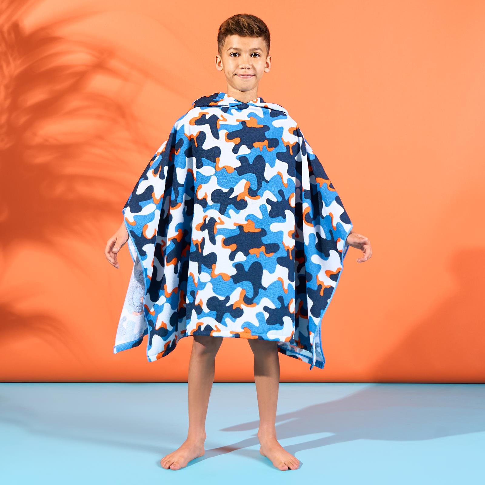 Kids Poncho Beach Towel Hooded Quick Dry Microfibre Holiday Swimming Absorbent