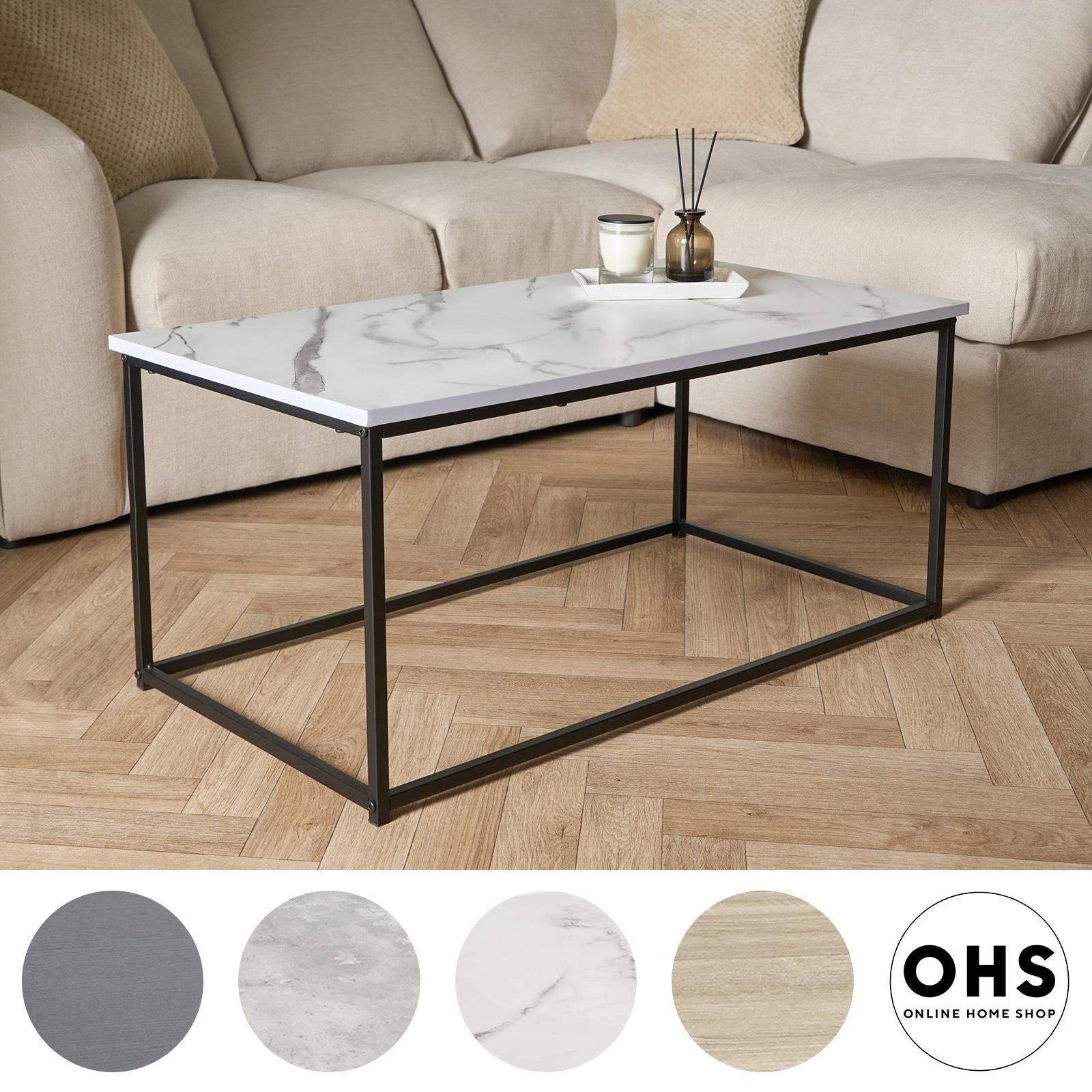 OHS Coffee Table Marble Bedside End Living Room Modern Metal Frame Home Decor