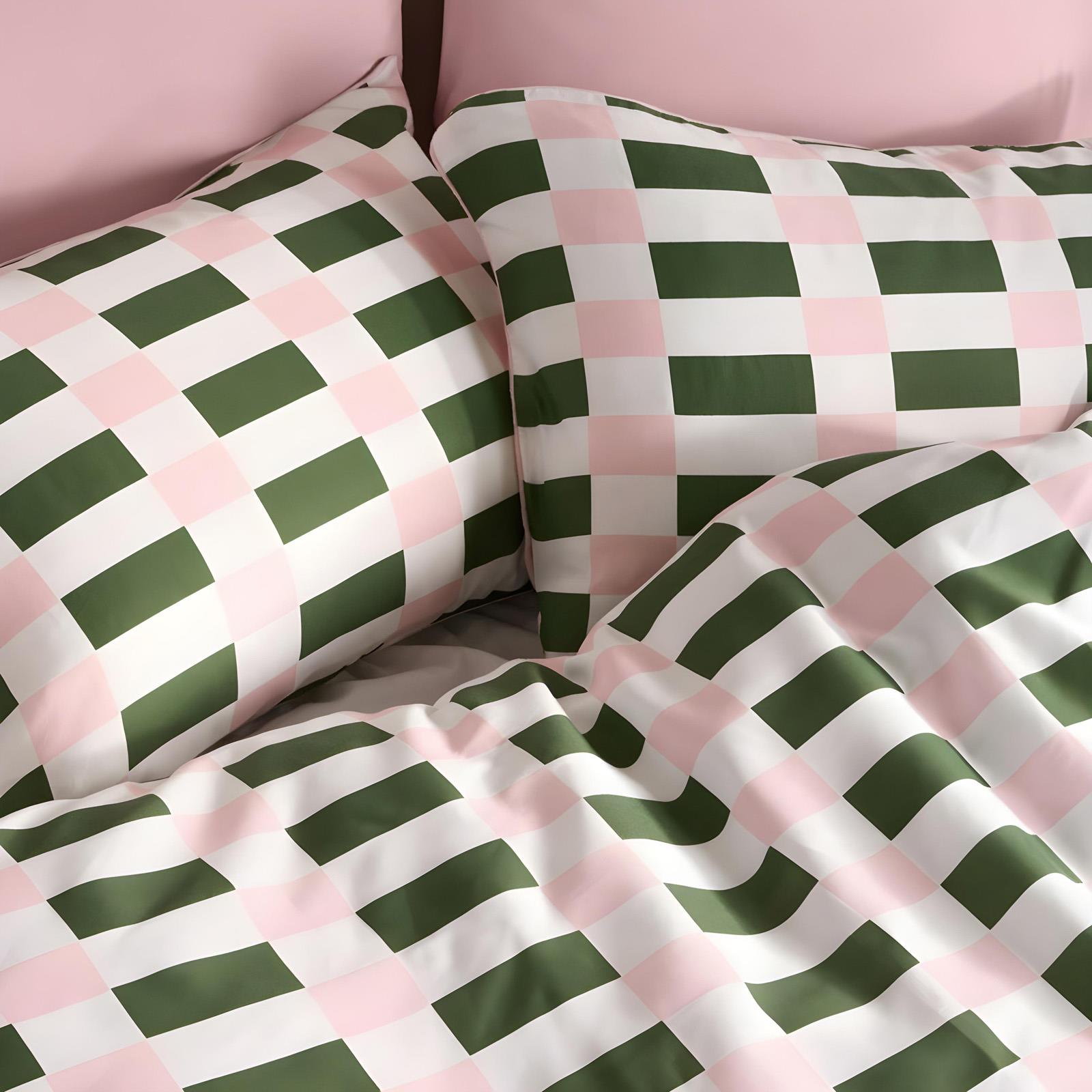 OHS Checkerboard Print Bedding Set Microfibre Duvet Cover with Pillowcase