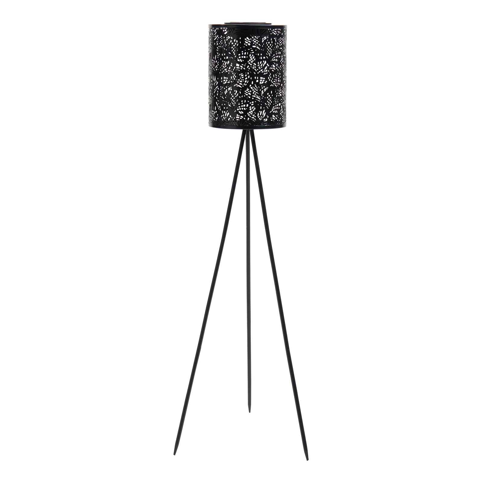 OHS Solar Floor Lamp Carved Metal Cordless Outdoor Garden Light Dusk Sensor
