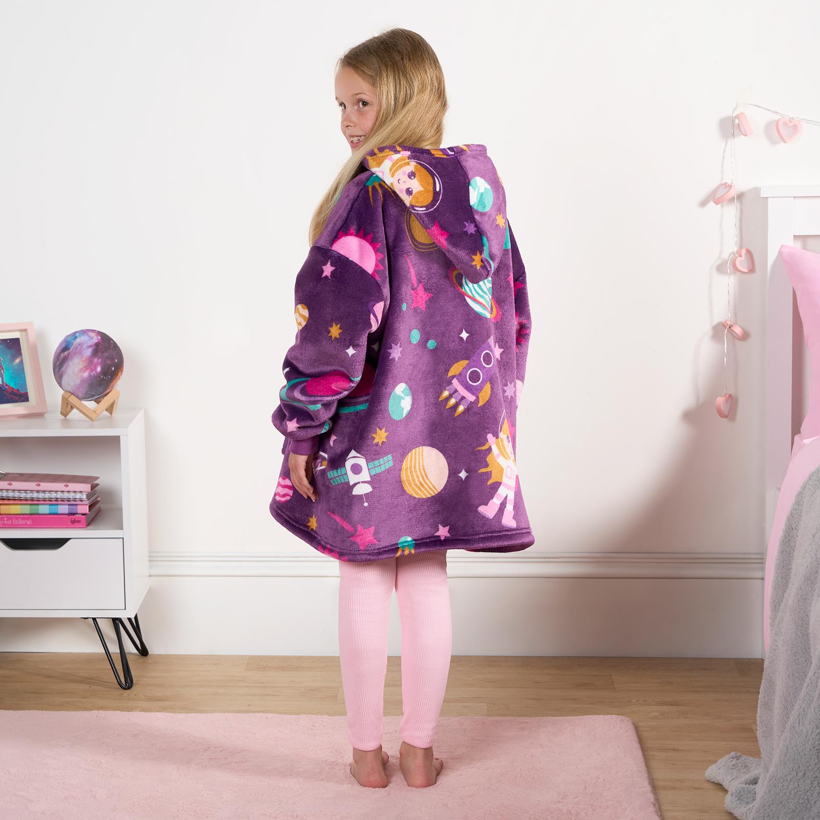 Kids Hoodie Blanket Oversized Sherpa Fleece Jumper Sweatshirt Soft Warm Throw - Picture 136 of 169