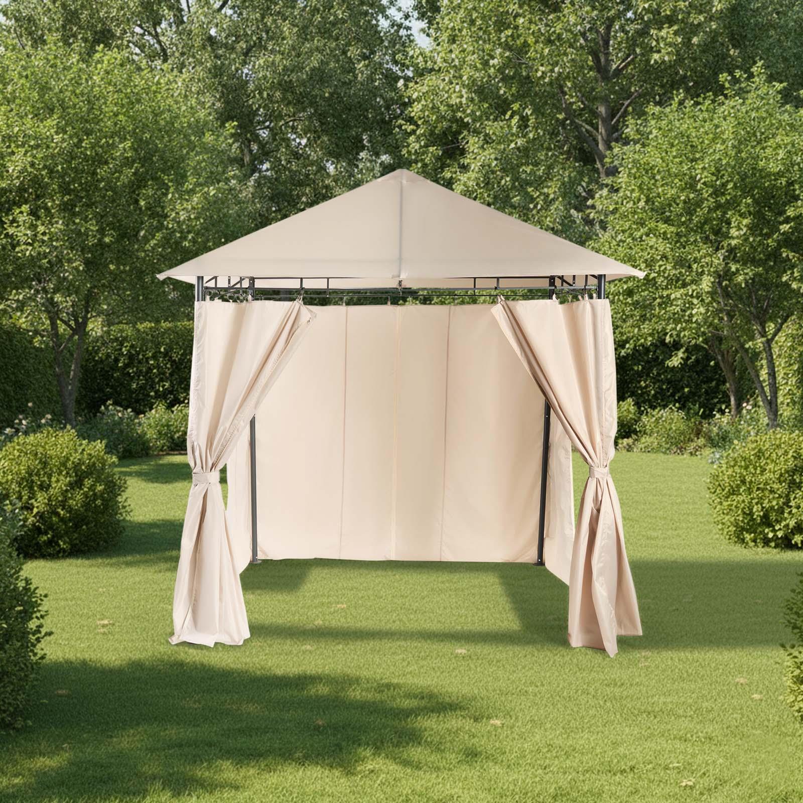 OHS Metal Garden Gazebo with Curtains Outdoor Party Tent Canopy Waterproof