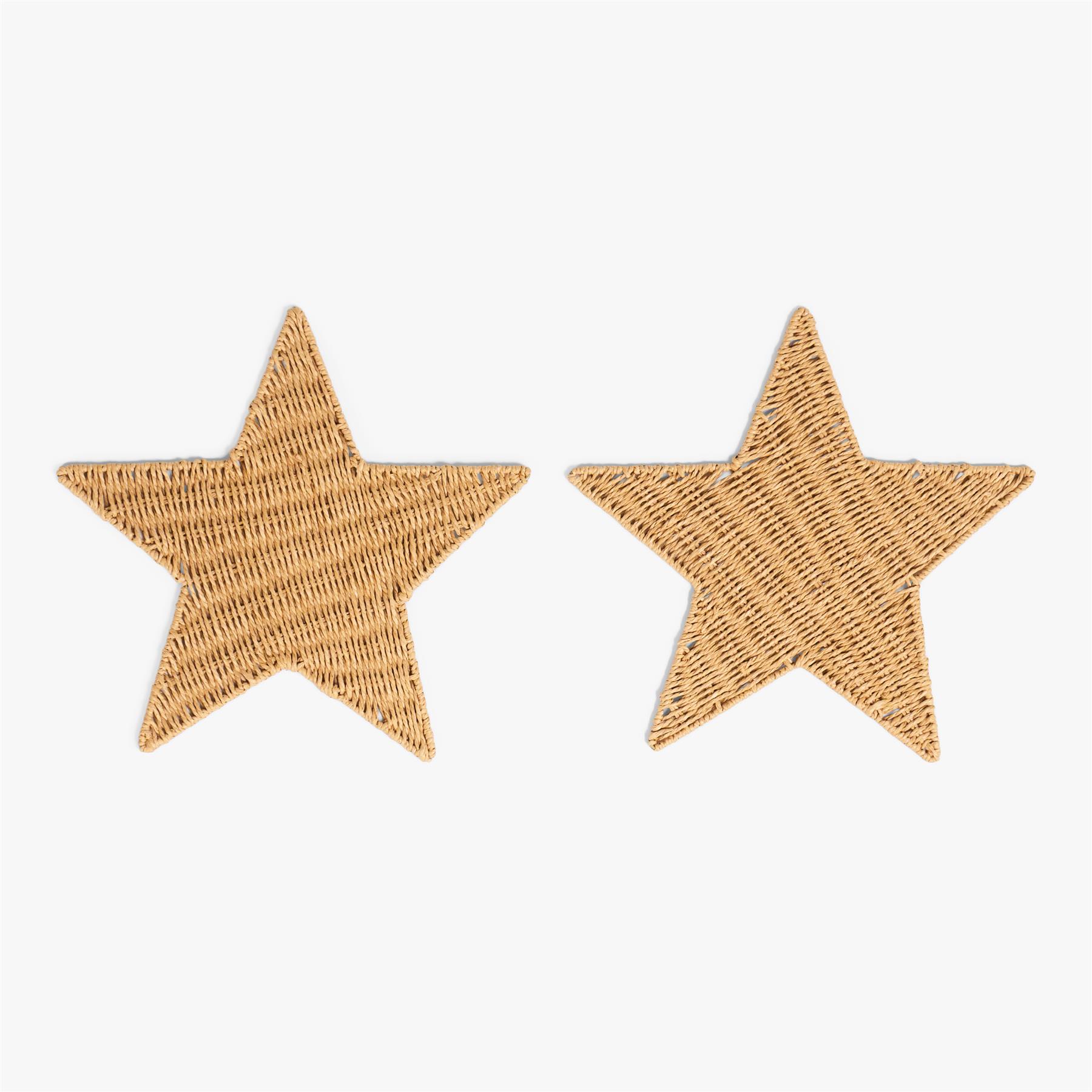 OHS Xmas Star Placemat Set Table Mats Festive Home Decor Natural Paper Rope