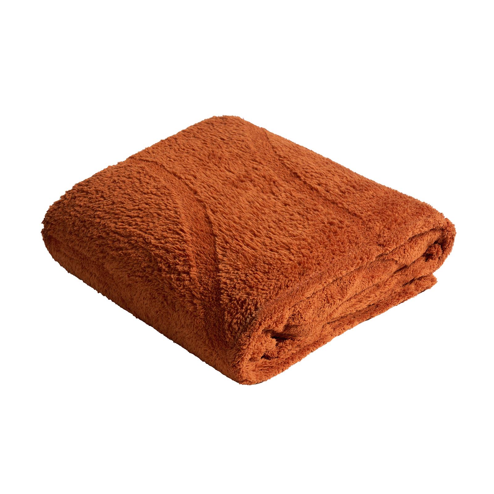 OHS Tufted Contour Throw Teddy Fleece Blanket Winter Soft Warm Bedspread