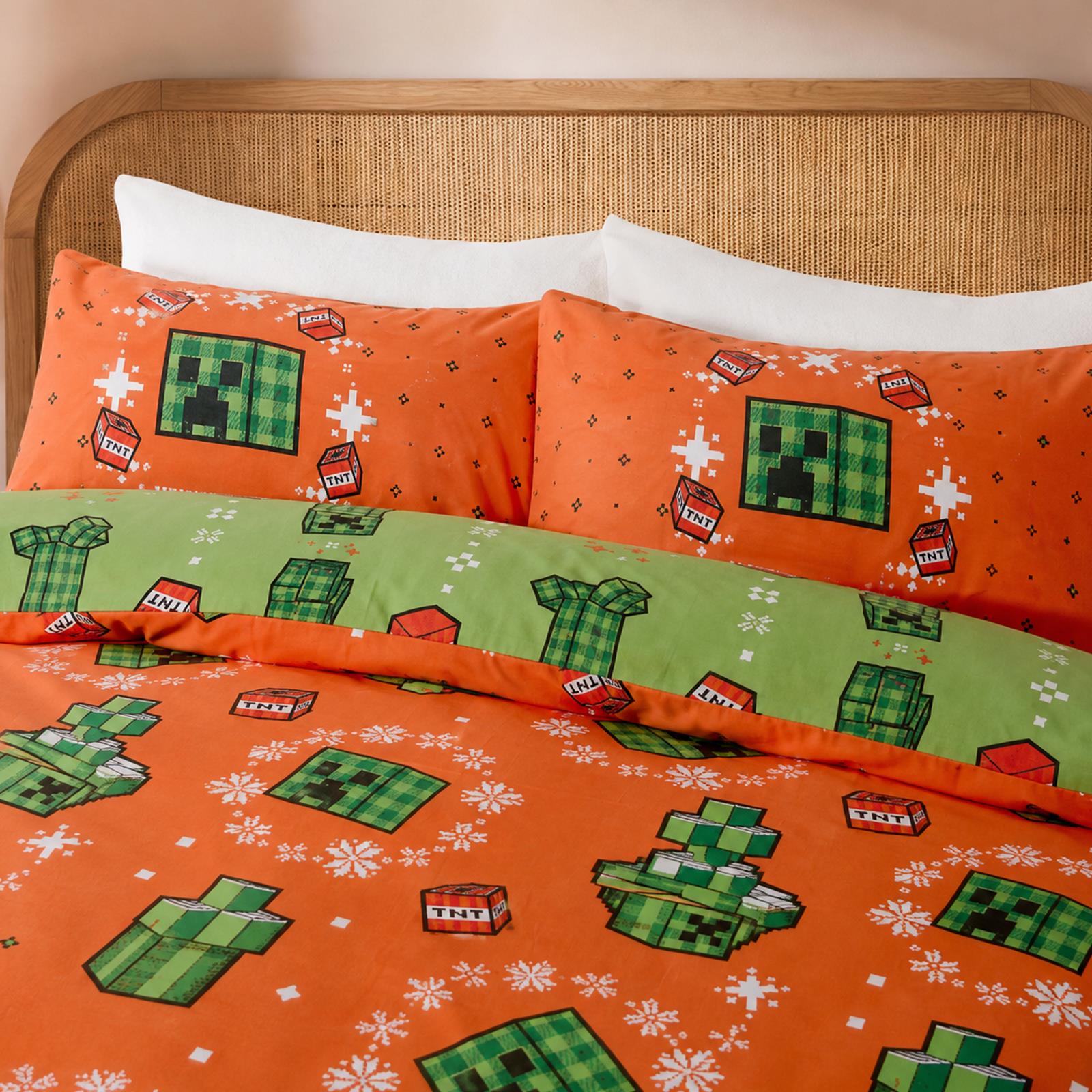 OHS x Minecraft Duvet Cover Set Reversible Bedding with Pillowcase Kids Xmas