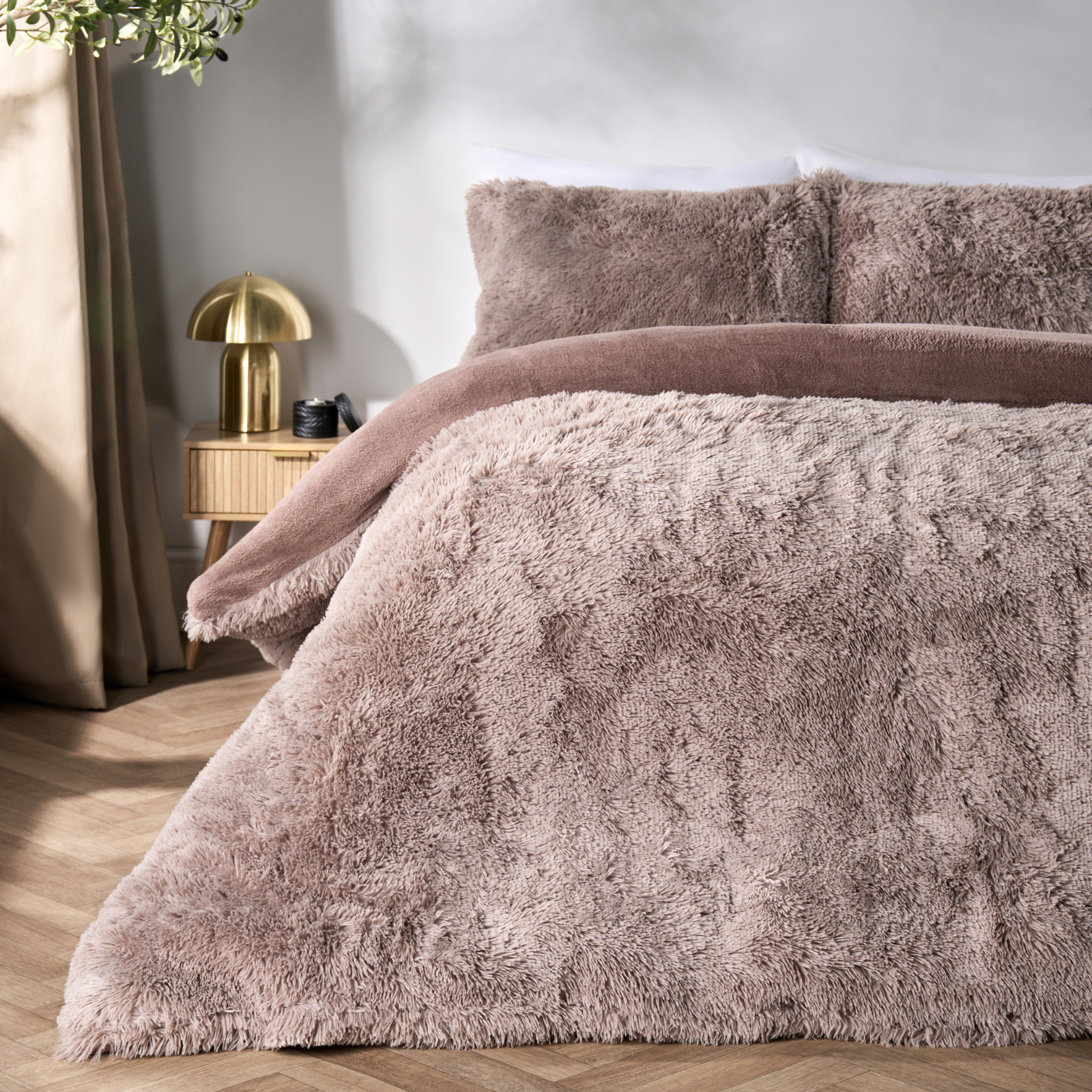 OHS Teddy Bedding Set Soft Fleece Faux Fur Fluffy Cosy Warm Duvet Cover