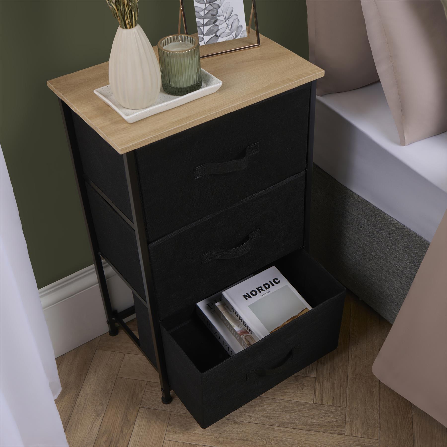 Fabric Cabinet Bedside 2/3/4 Drawers Storage Unit Clothes Shoes Home Organiser - Picture 48 of 94