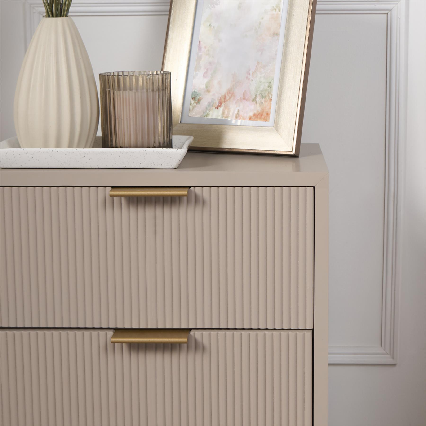Ribbed Bedside Table Modern Bedroom 3/4 Draw Office Nightstand Living Room Unit - Picture 47 of 71