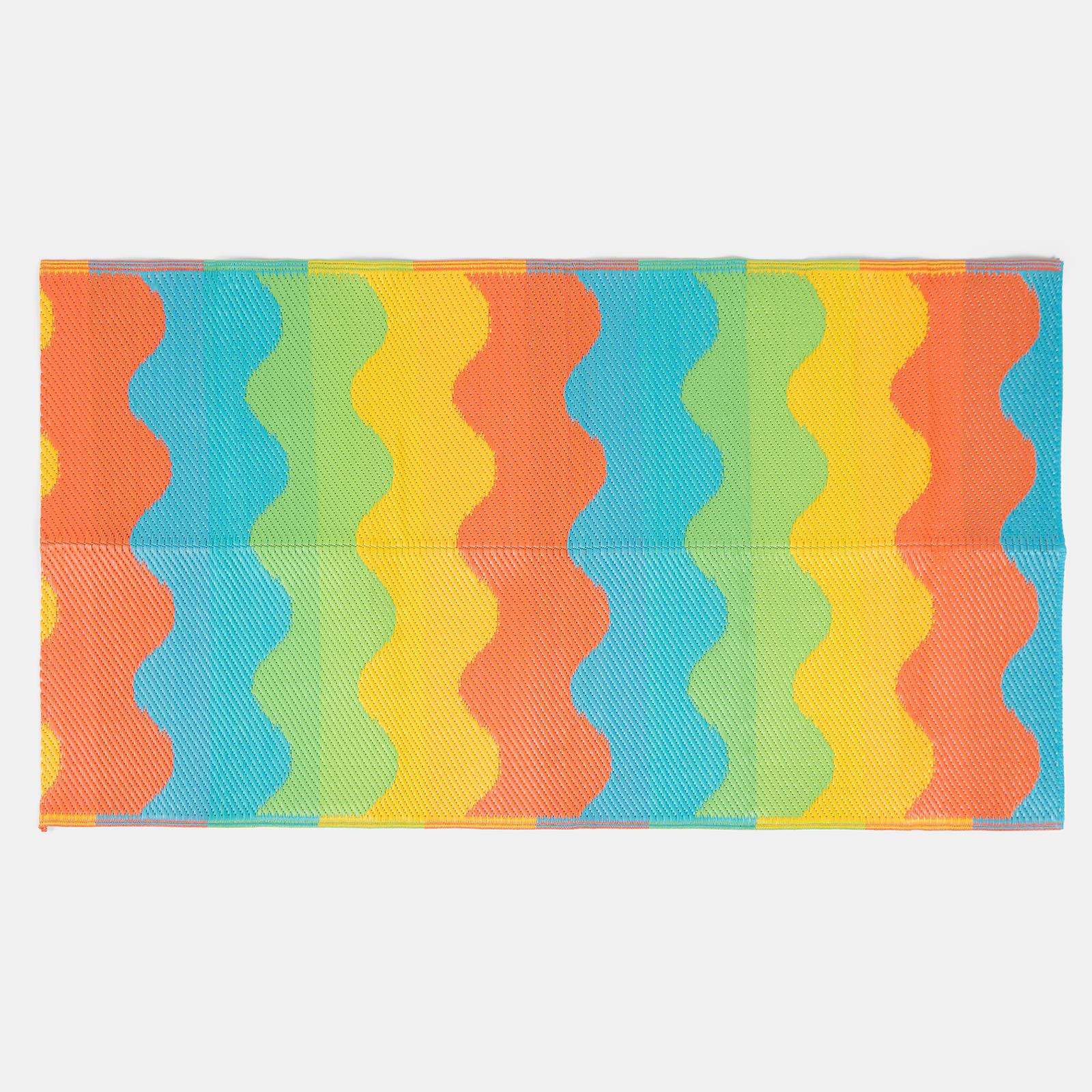 OHS Garden Rug Waved Lines Print Outdoor Waterproof Area Mat Patio Decor