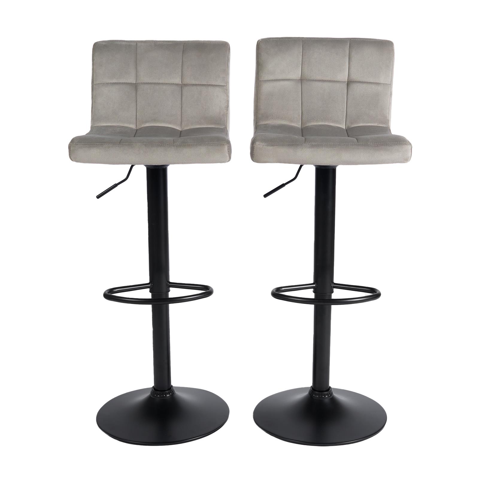 Adjustable Bar Stools x 2 Velvet Swivel Pub Seat Kitchen Breakfast Counter Chair - Picture 42 of 47