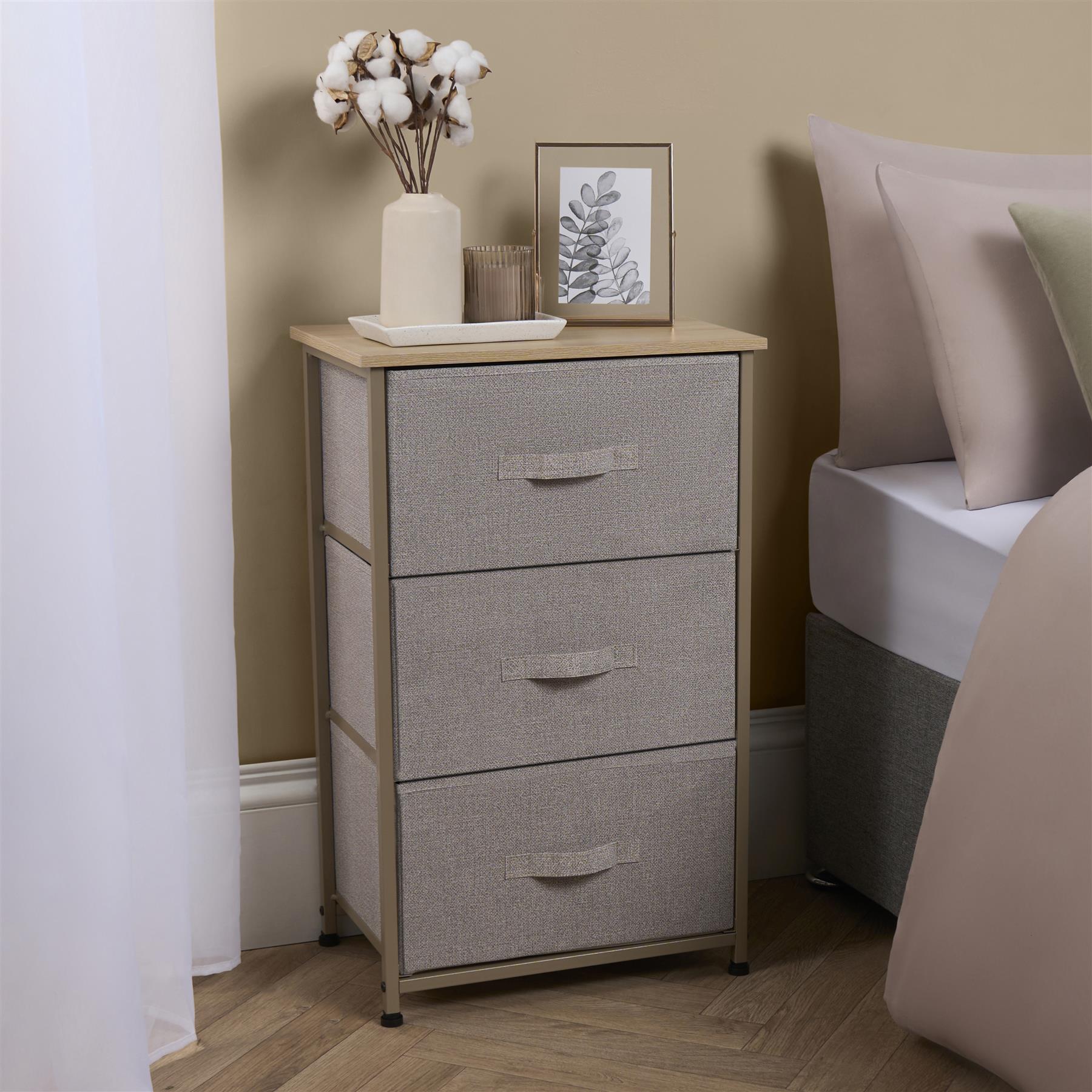 Fabric Cabinet Bedside 2/3/4 Drawers Storage Unit Clothes Shoes Home Organiser - Picture 36 of 94