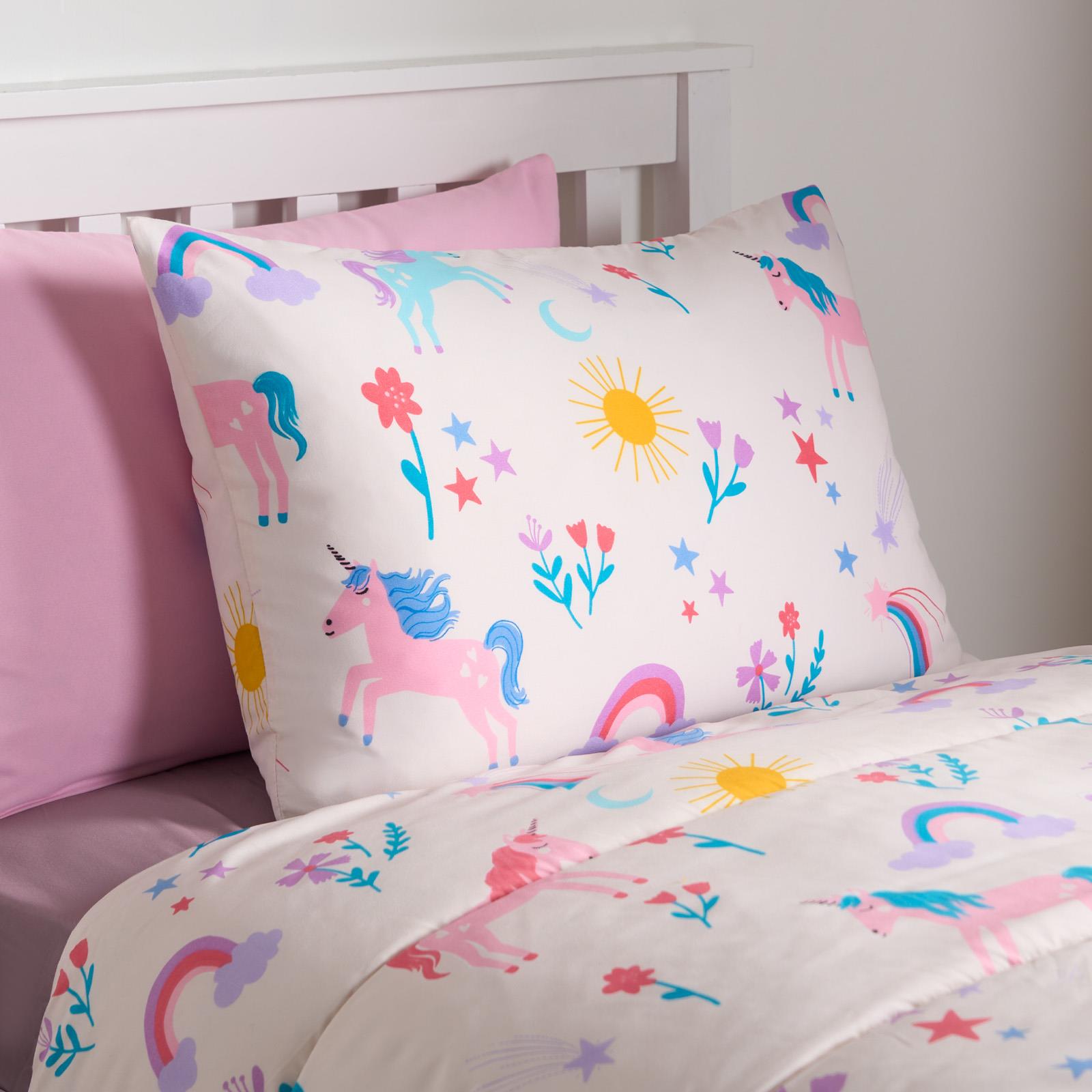 Coverless 10.5 Tog Unicorn Duvet Pillowcase Kids Single Quilt Travel Bedding Set