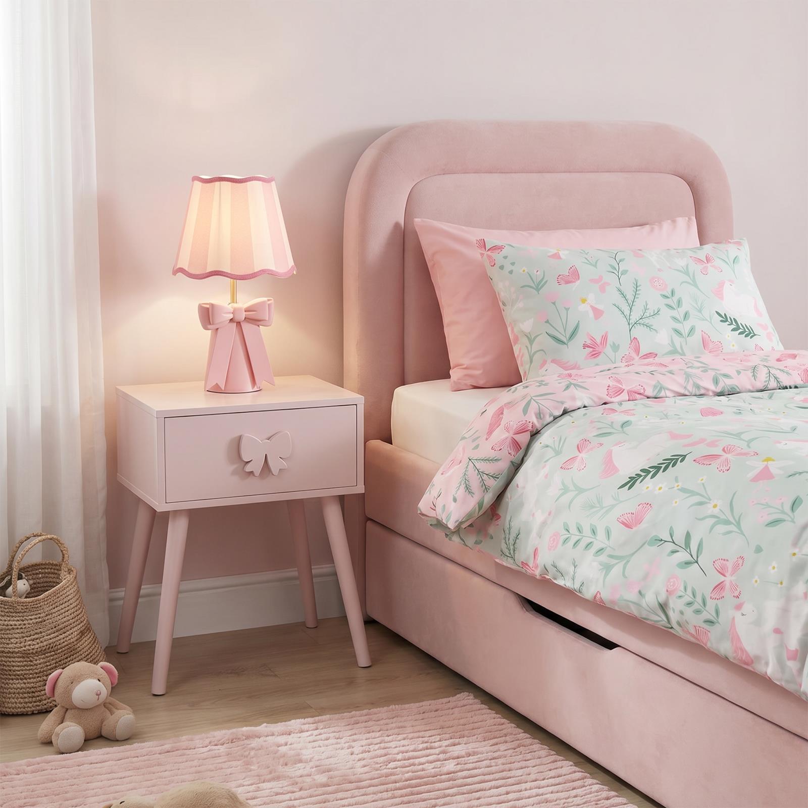 OHS Bow Decor Bedside Wood Nightstand 1 Drawer Storage Unit End Table Home Decor
