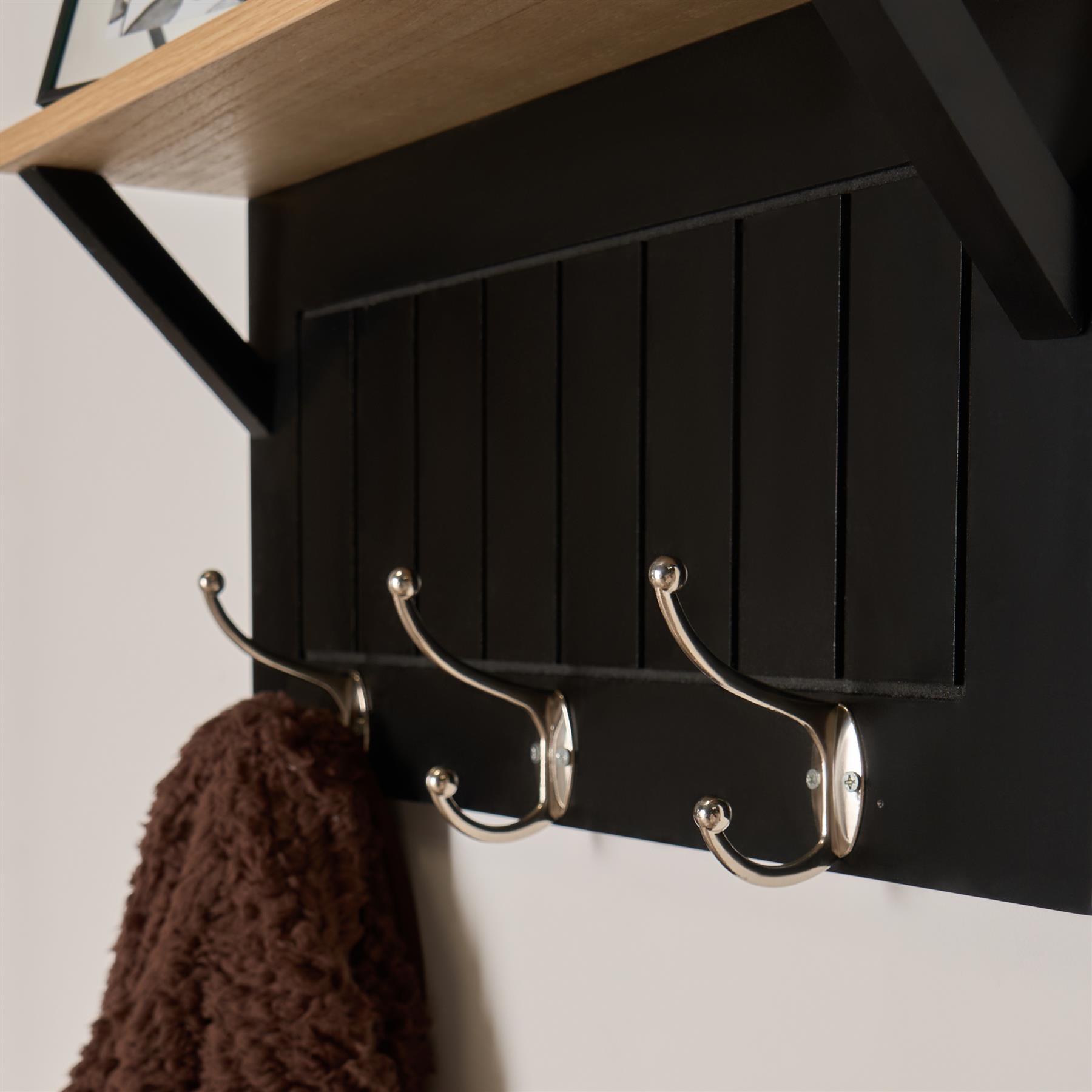 OHS Coat Rack Wall Mounted Shelf Engineered Wood Floating Display Unit